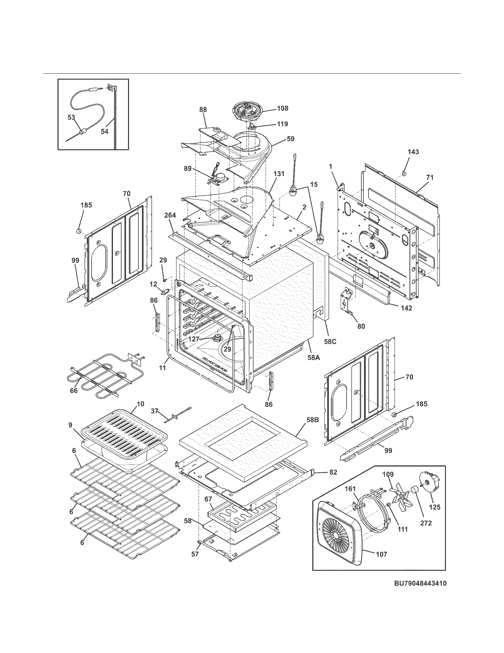 Kenmore Elite 79048443410 upper oven diagram