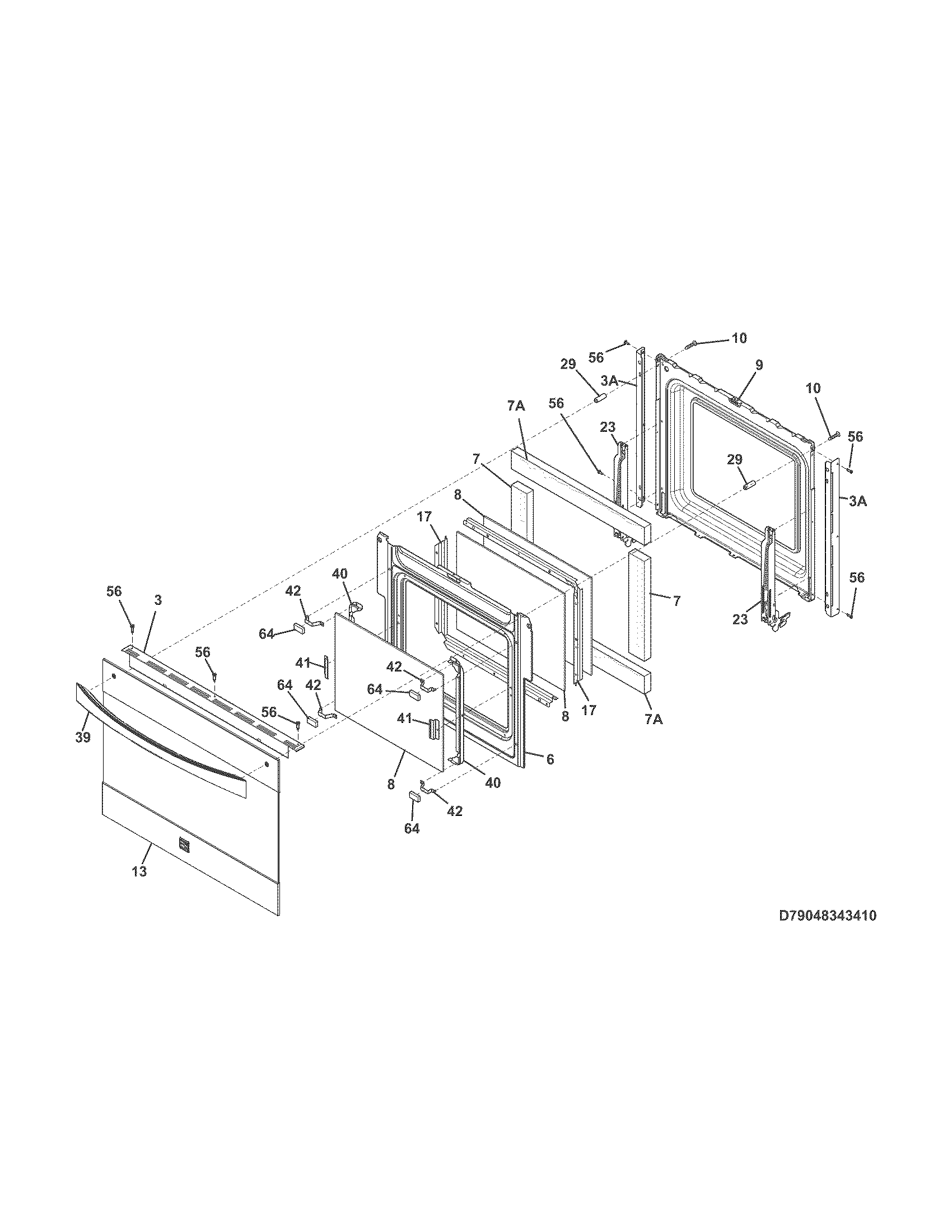 Kenmore Elite 79048343410 door diagram