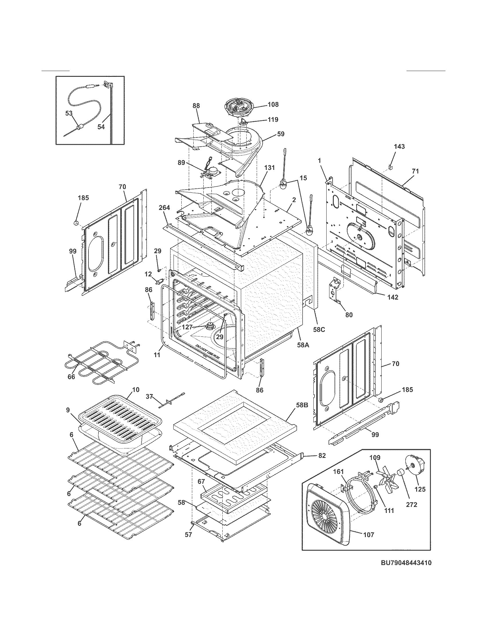 Kenmore Elite 79048442410 upper oven diagram