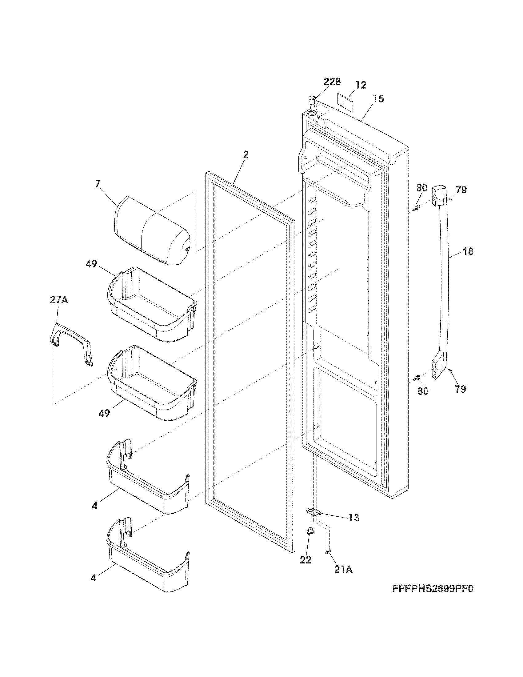 Frigidaire FPHS2399PF4A refrigerator door diagram