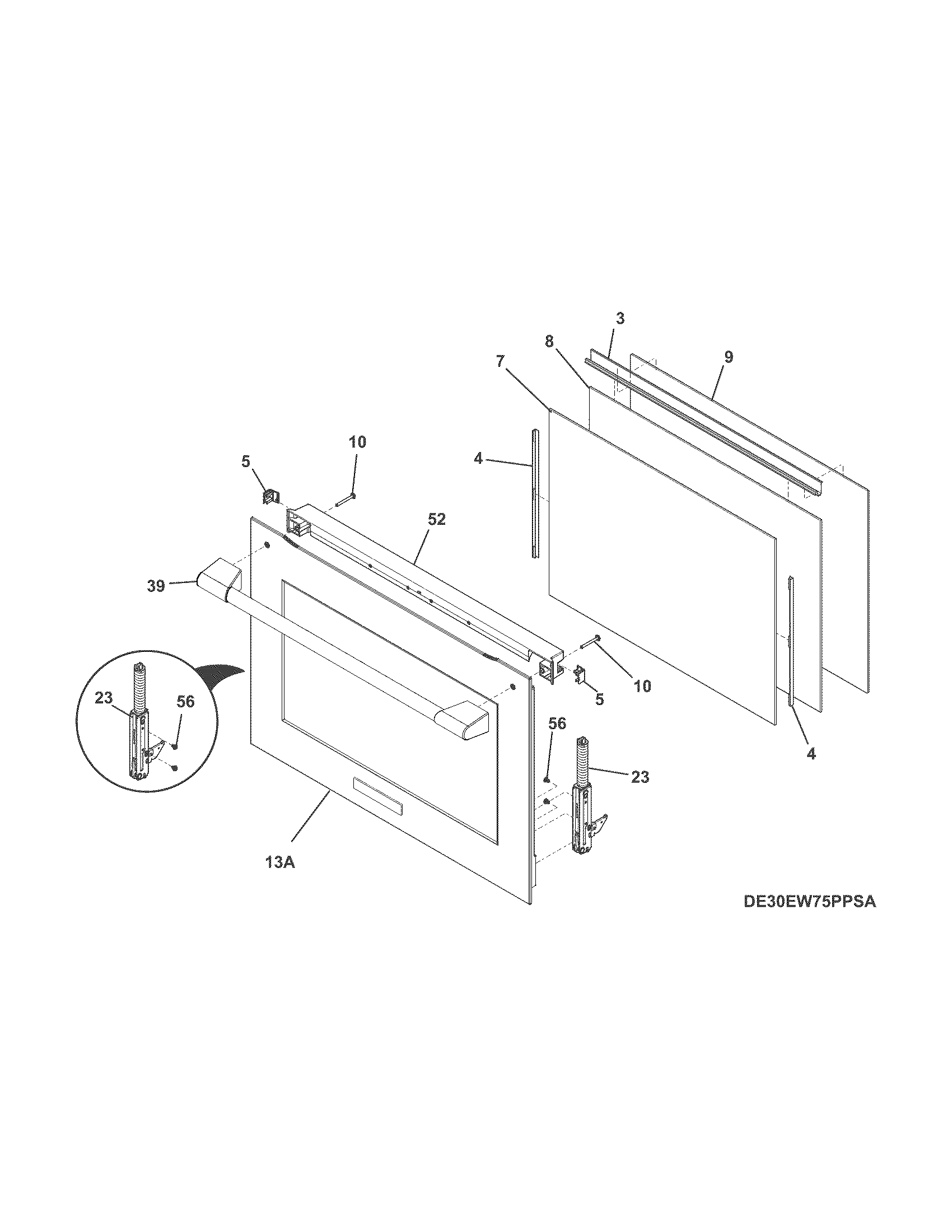 Electrolux E30EW75PPSA door diagram