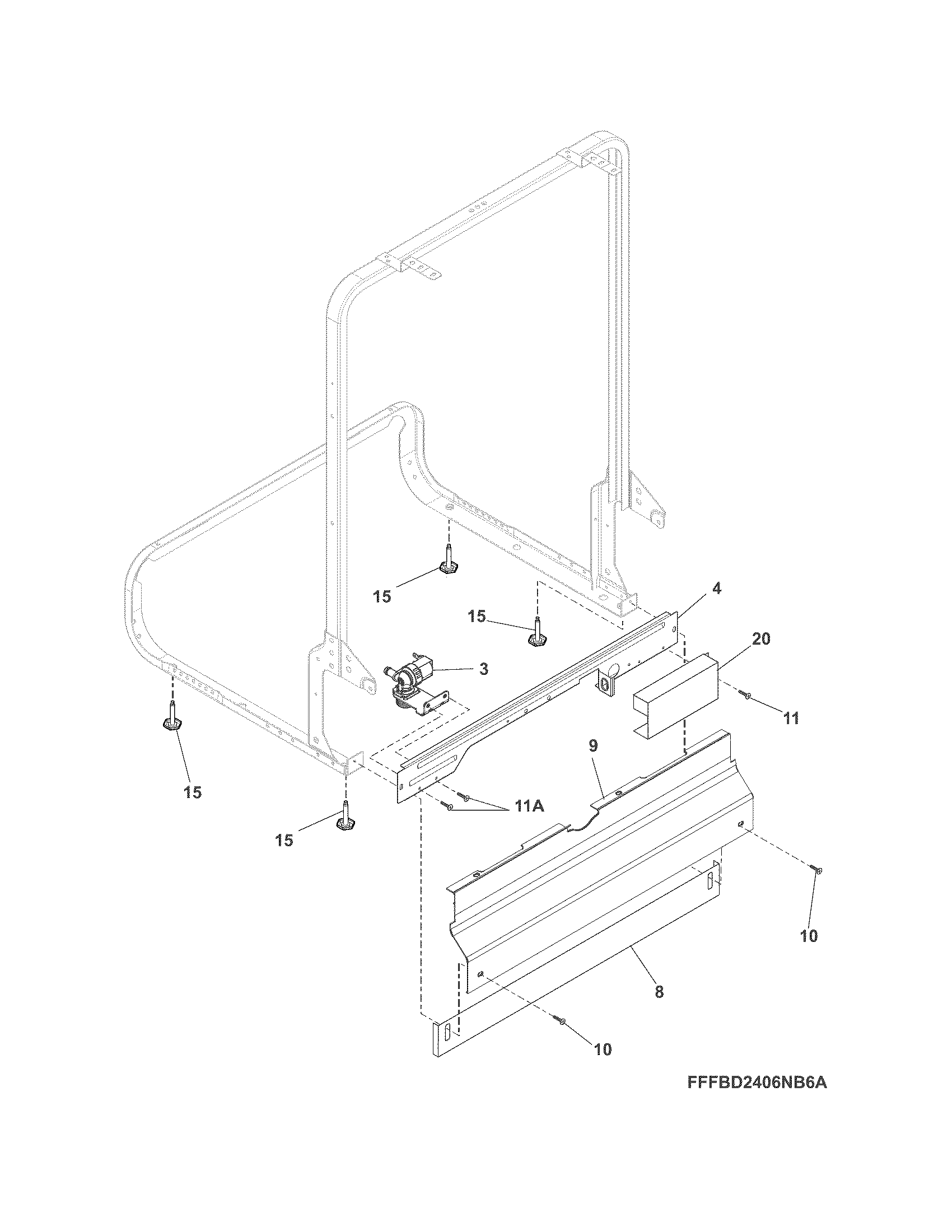 Frigidaire FGBD2434PB4A frame diagram