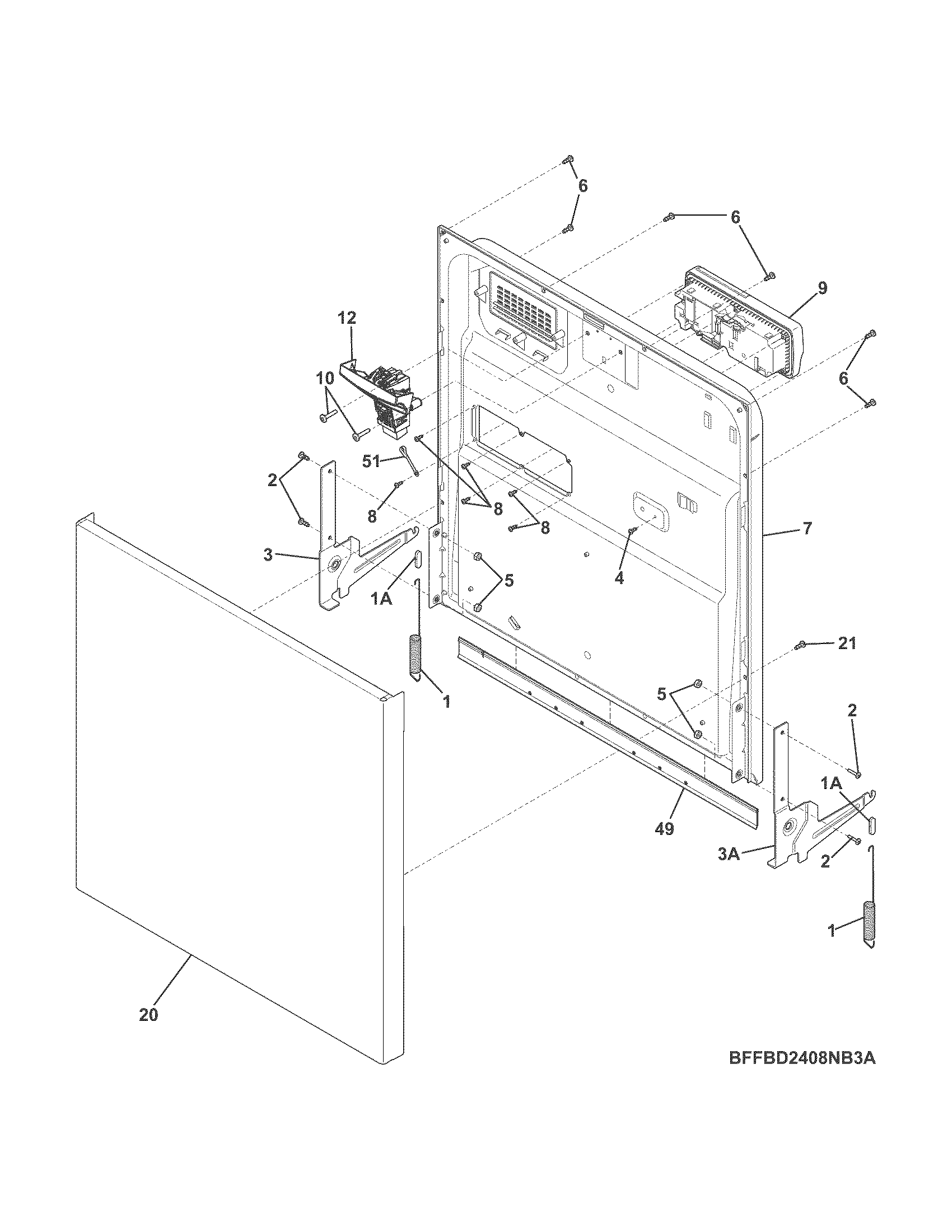 Frigidaire FFBD2404NS4A door diagram