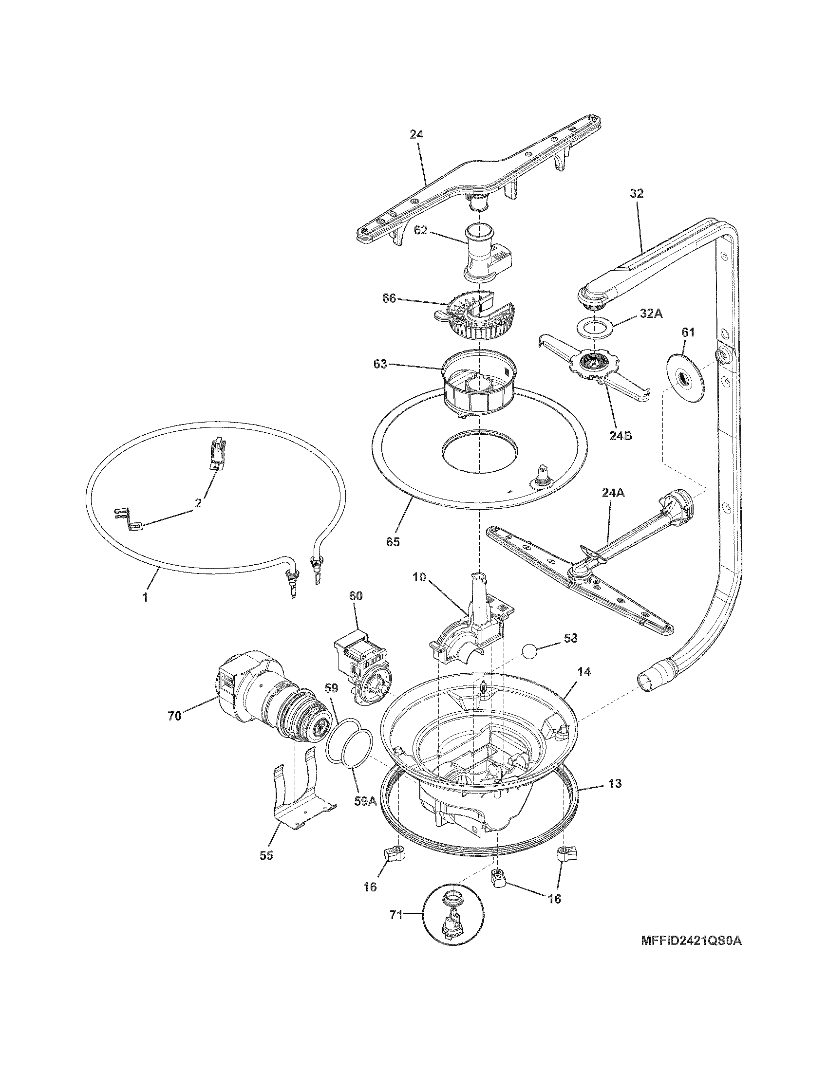 Frigidaire FFID2423RS1A motor & pump diagram