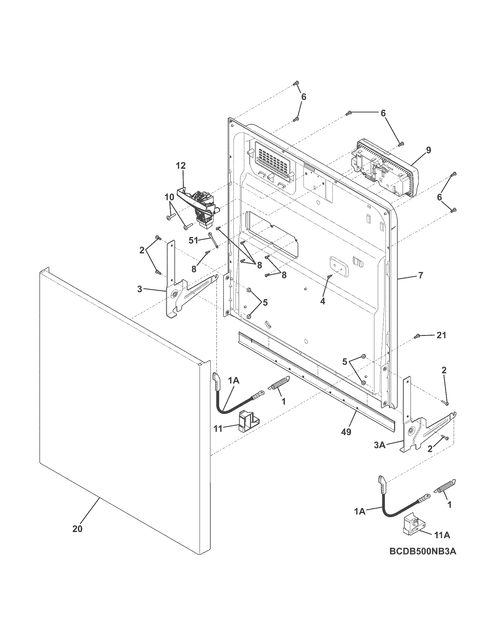 Crosley CDB500NW4A door diagram