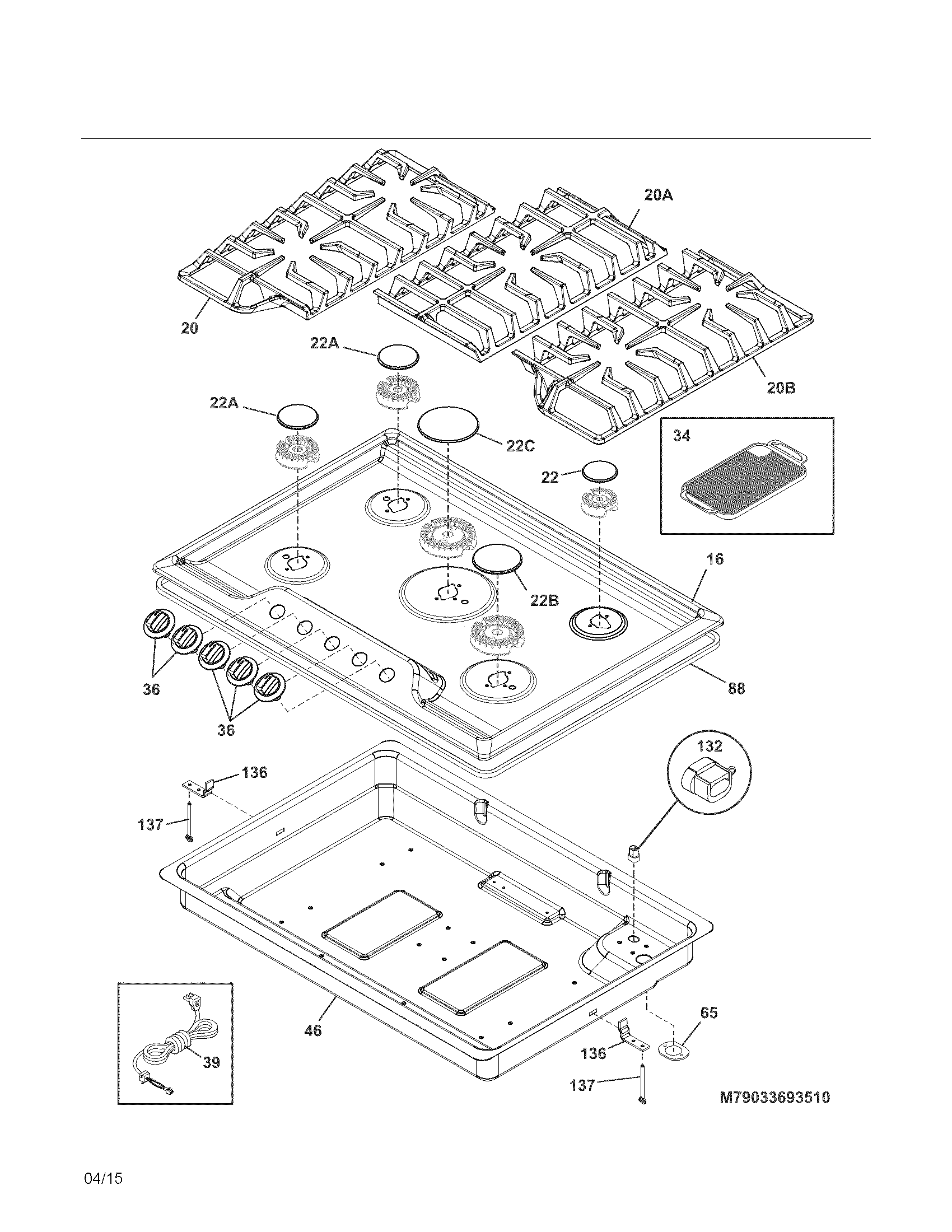 Kenmore Pro 79033693510 main top diagram