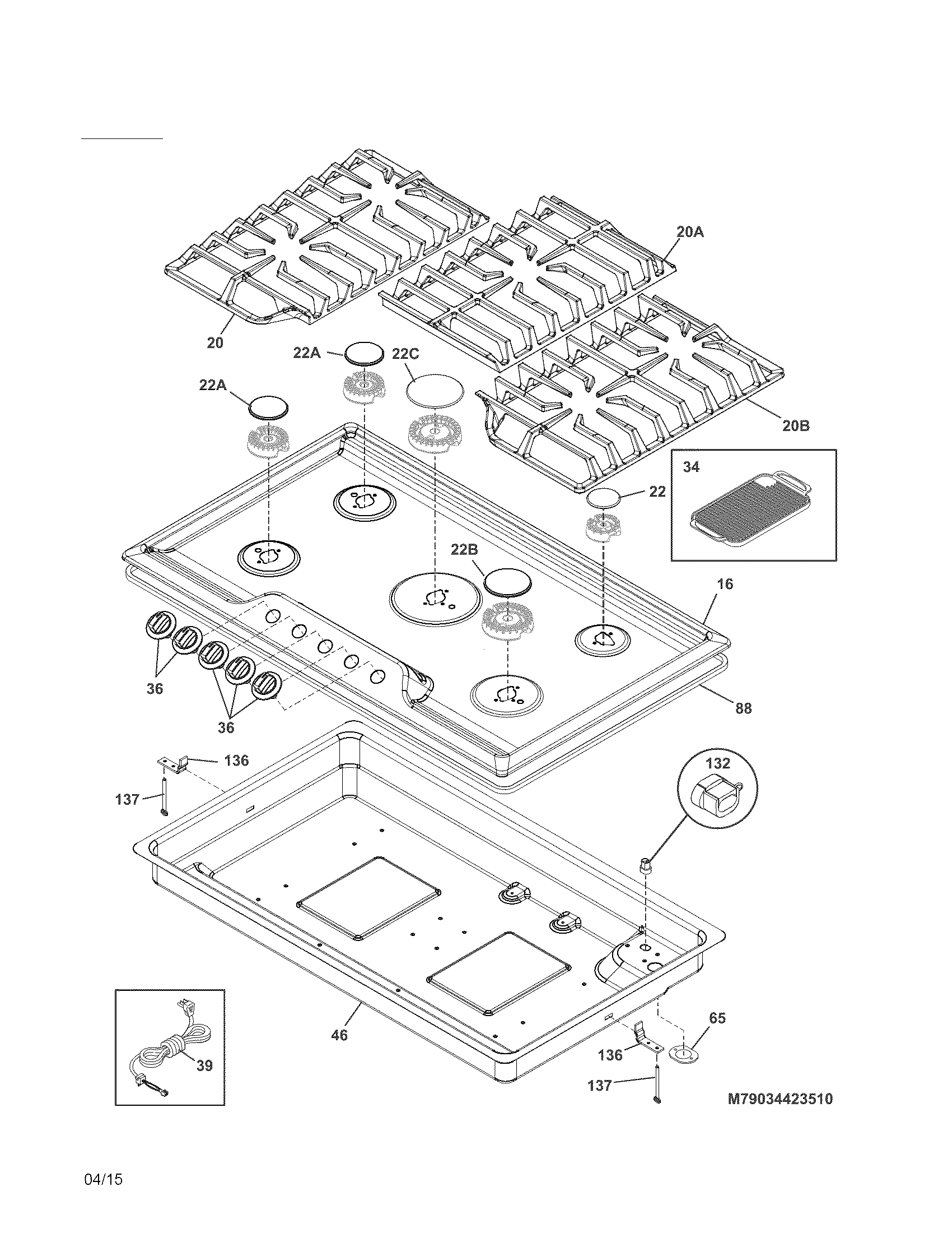 Kenmore Pro 79034423510 main top diagram