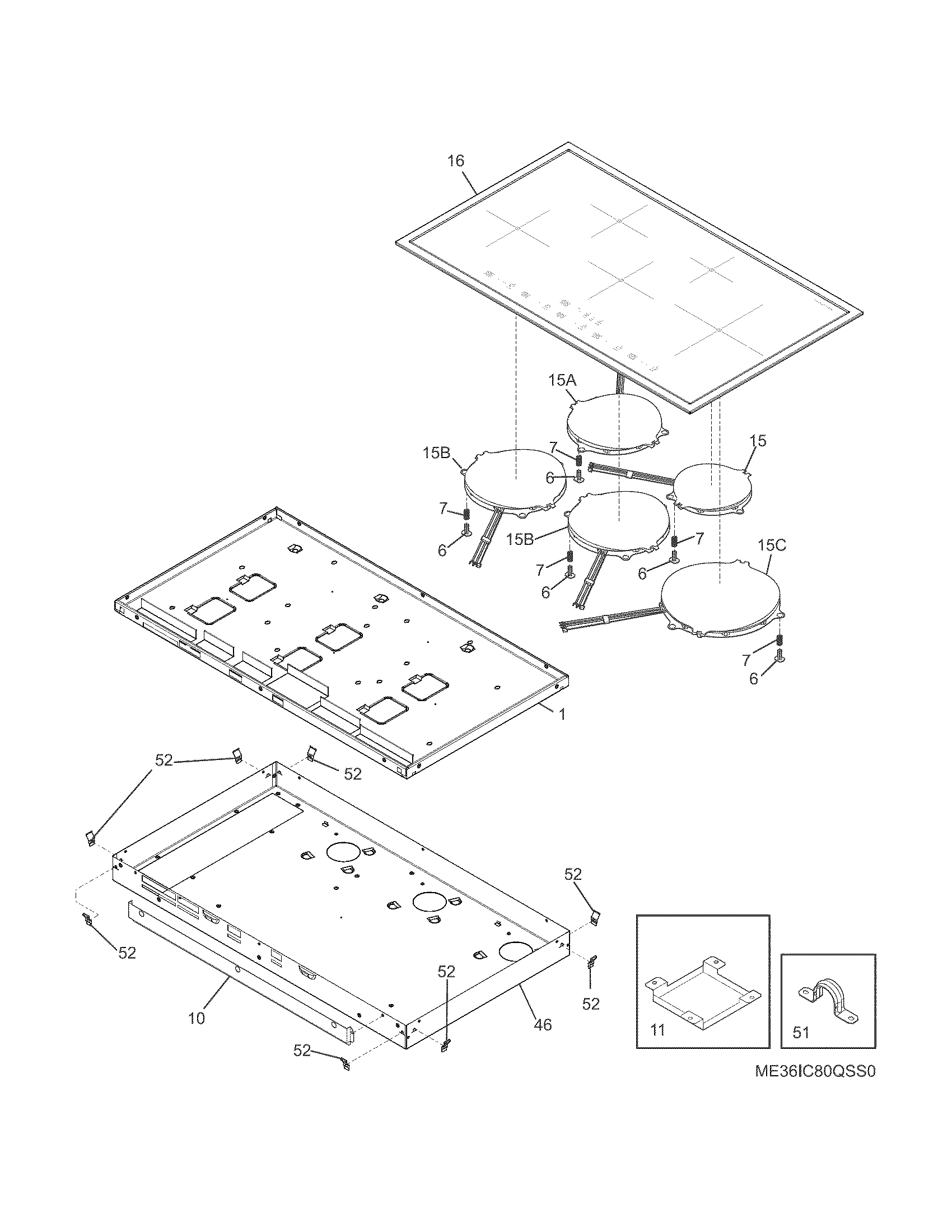 Electrolux E36IC80QSS0 main top/surfcae units diagram