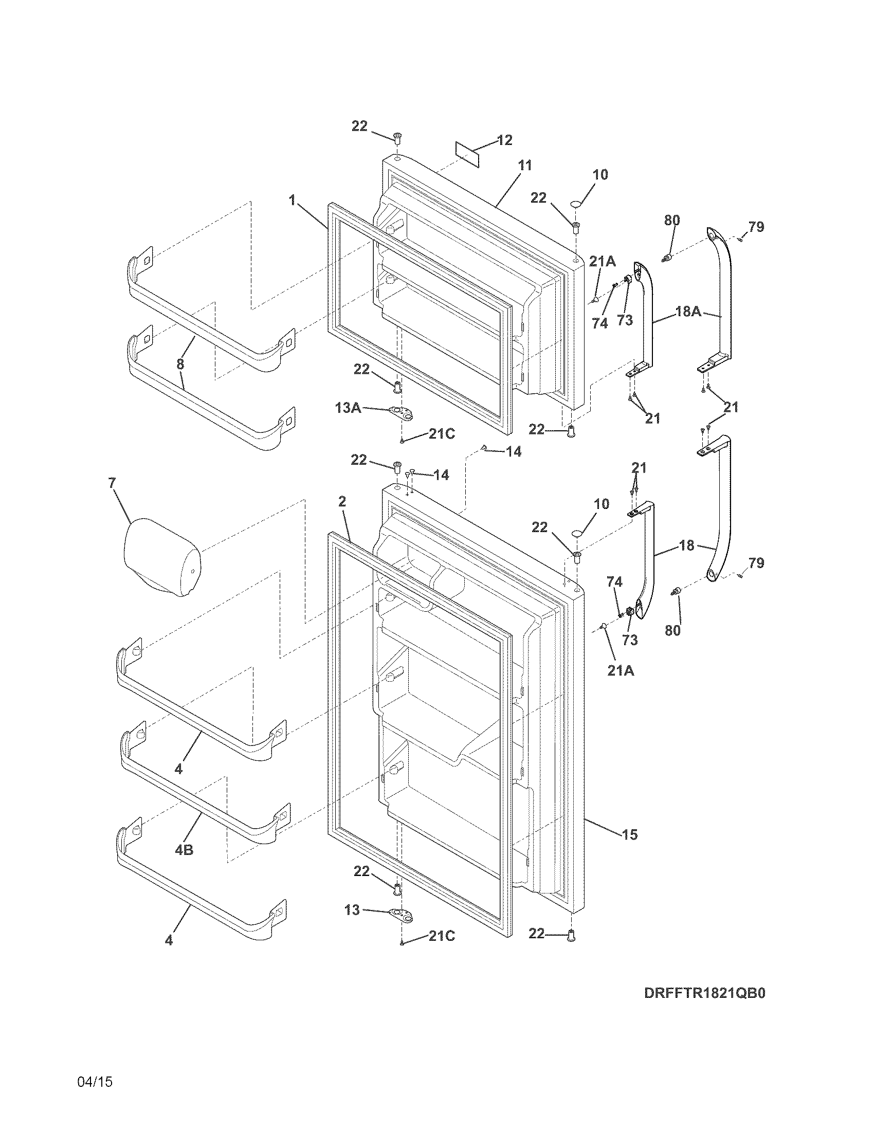 Frigidaire FFTR1821QM1 doors diagram
