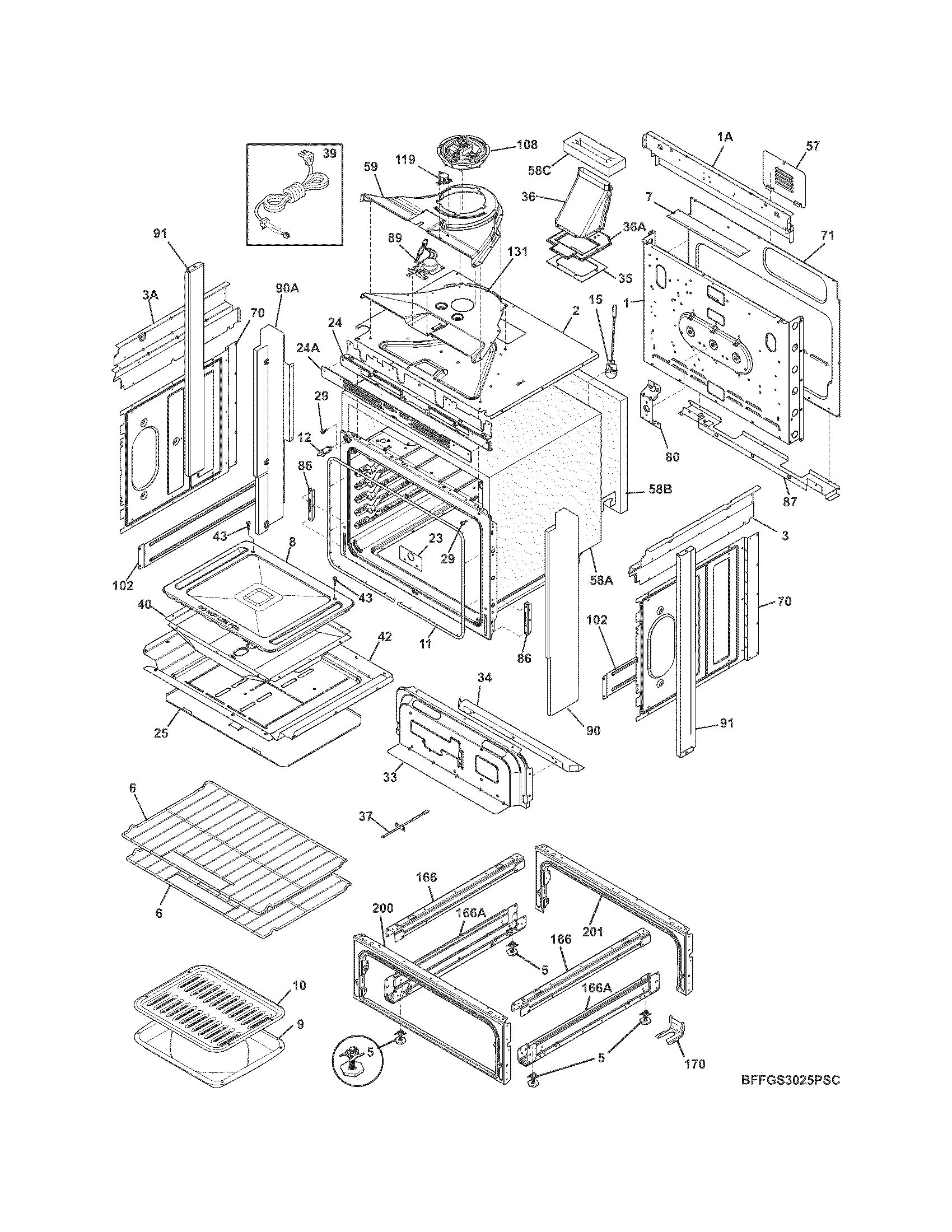 Frigidaire LFGS3025PFC body diagram