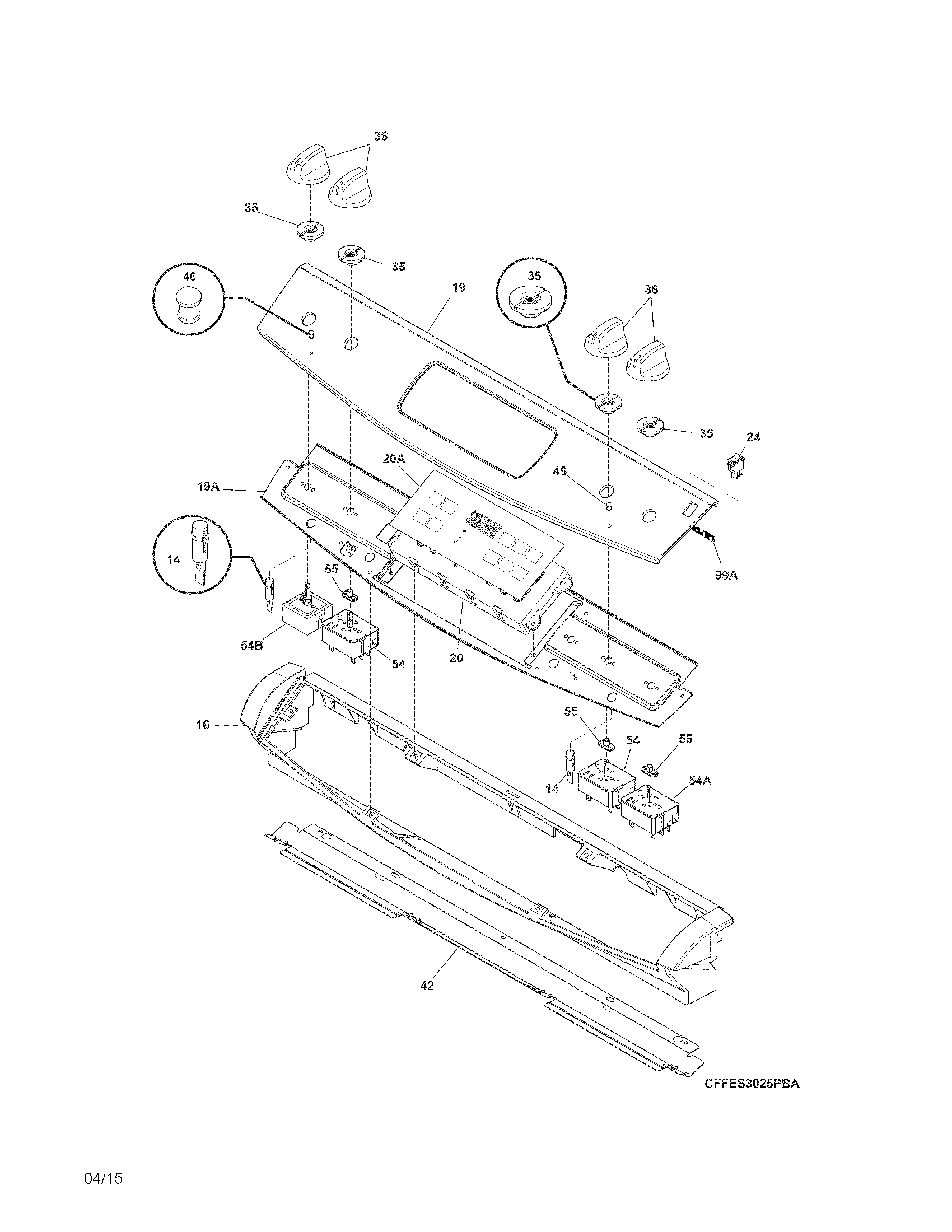 Frigidaire FFED3025PSB backguard diagram