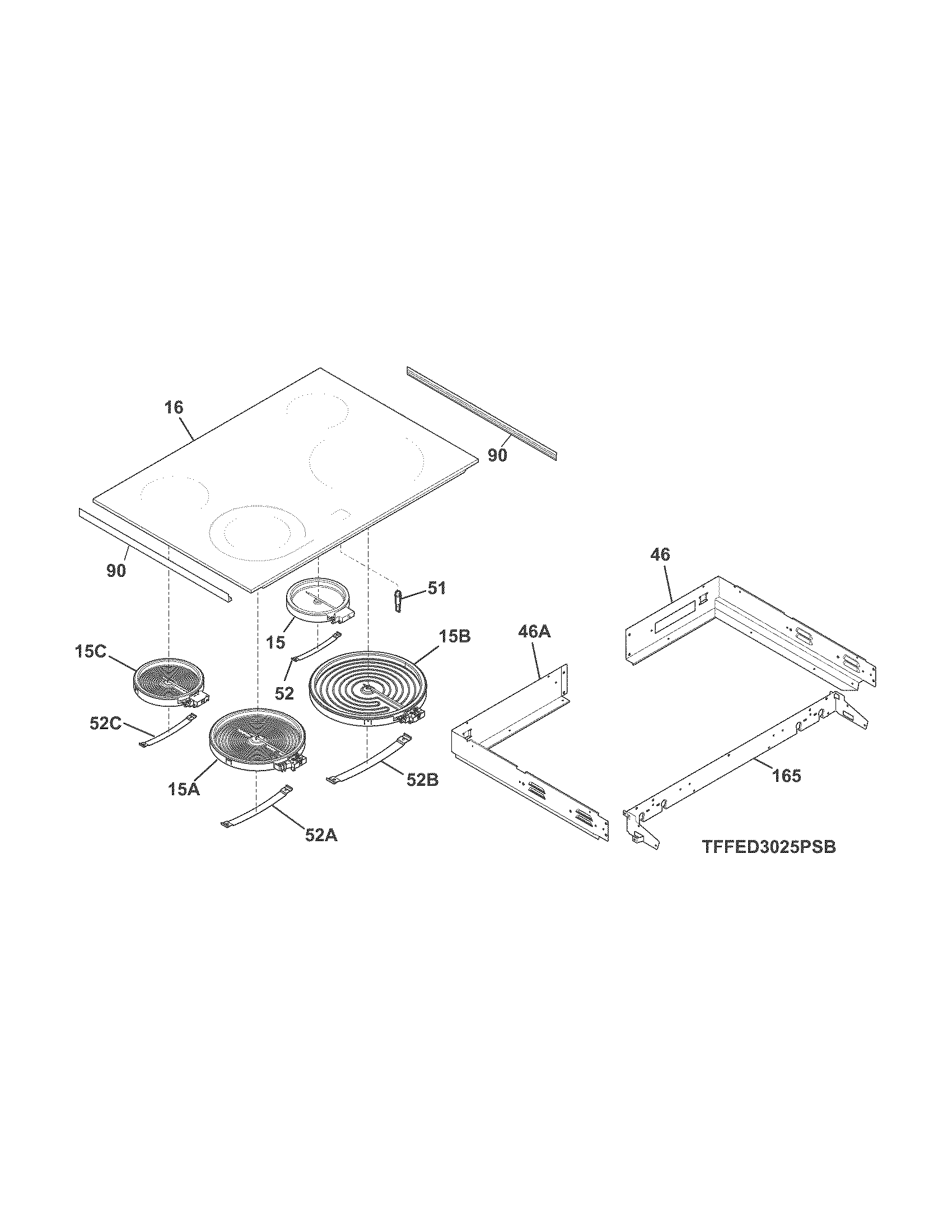 Frigidaire FFED3025PSB main top diagram