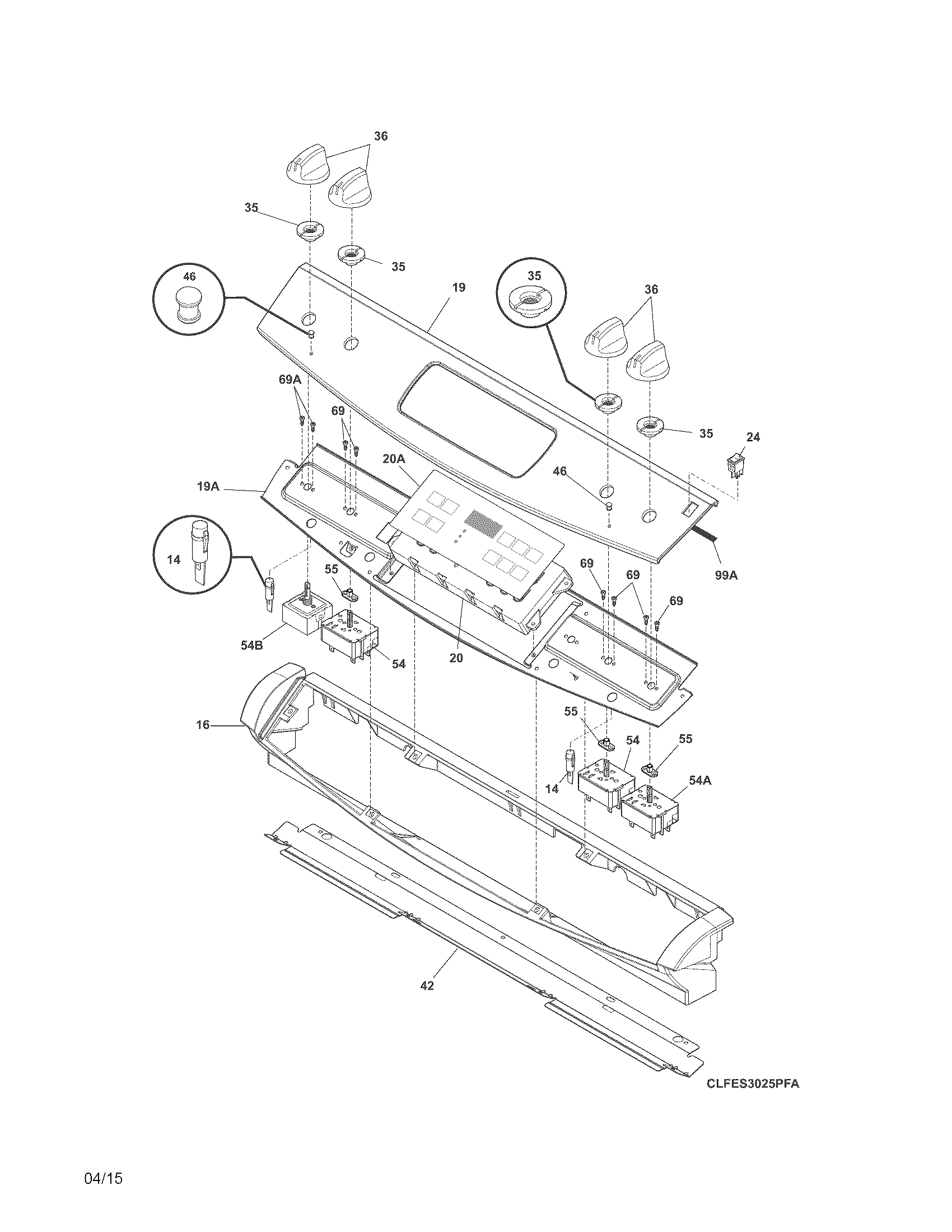 Frigidaire CFES3025PSC backguard diagram
