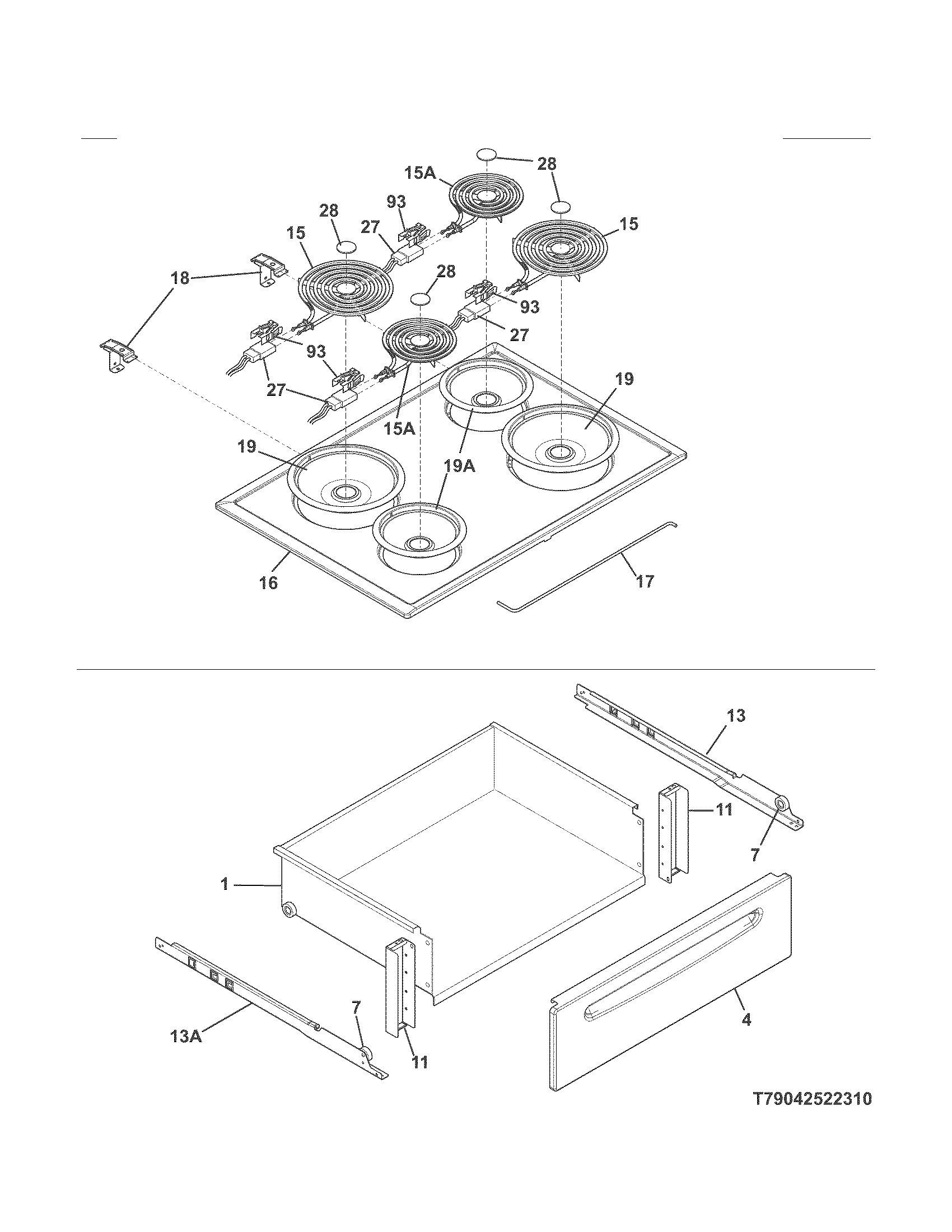 Kenmore 79042529312 top/drawer diagram