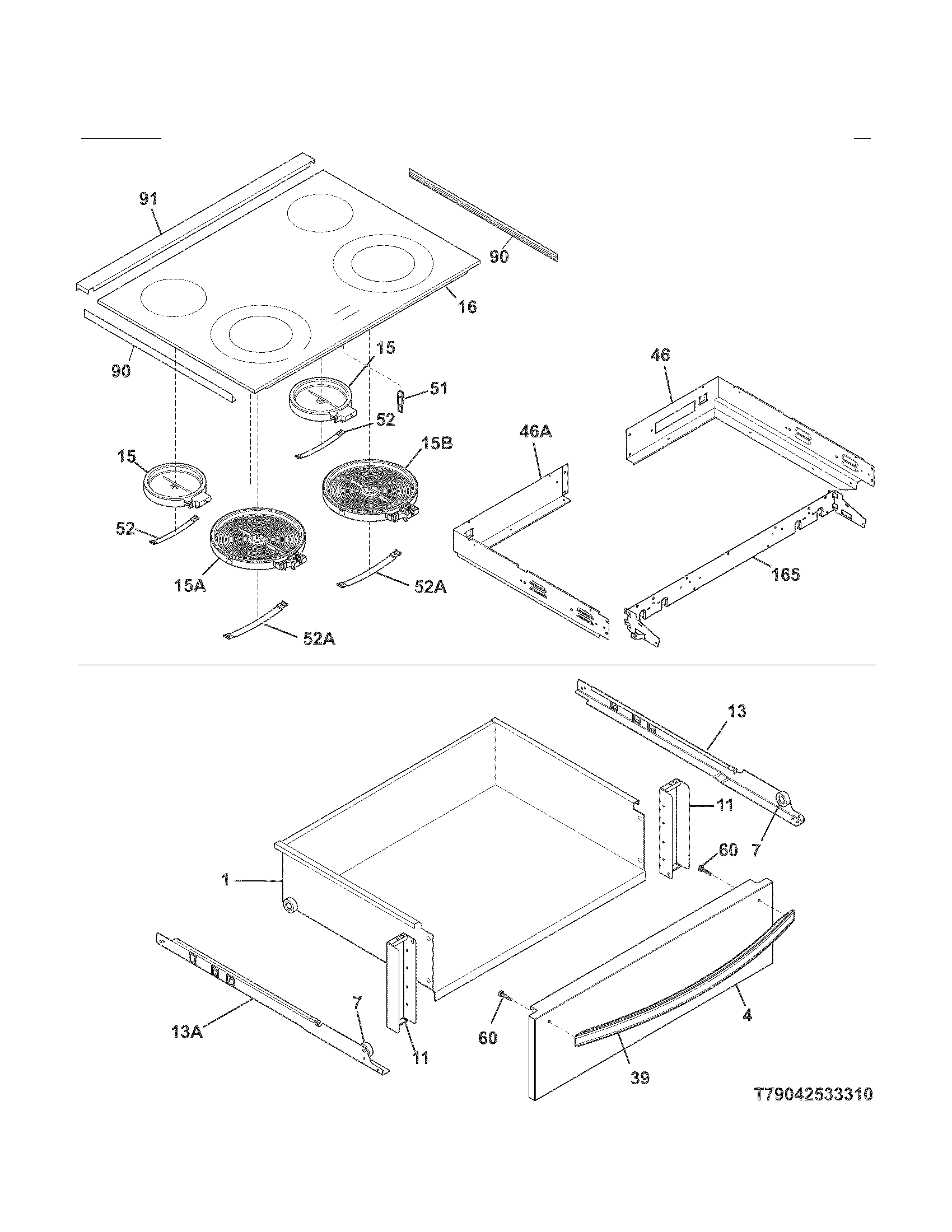 Kenmore 79042533312 top/drawer diagram