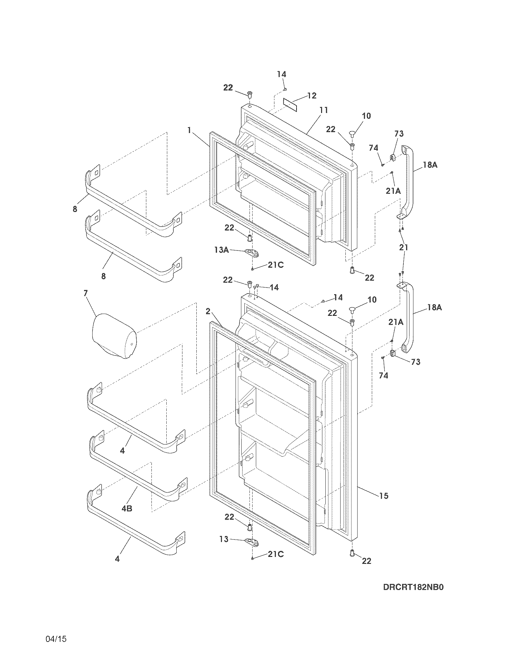Crosley CRT182NBA doors diagram
