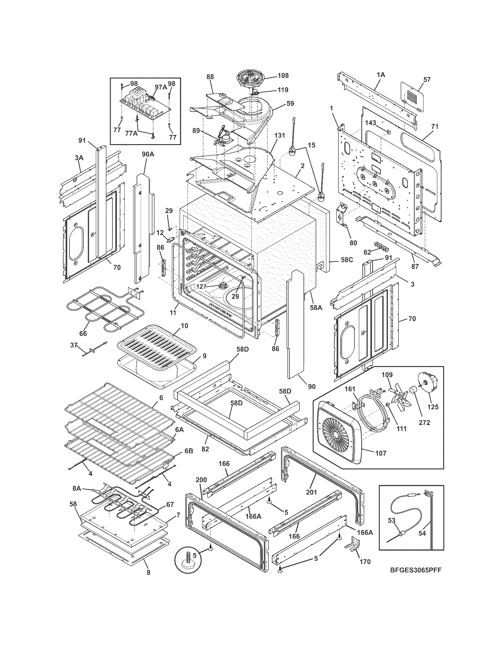 Frigidaire FGES3065PFF body diagram