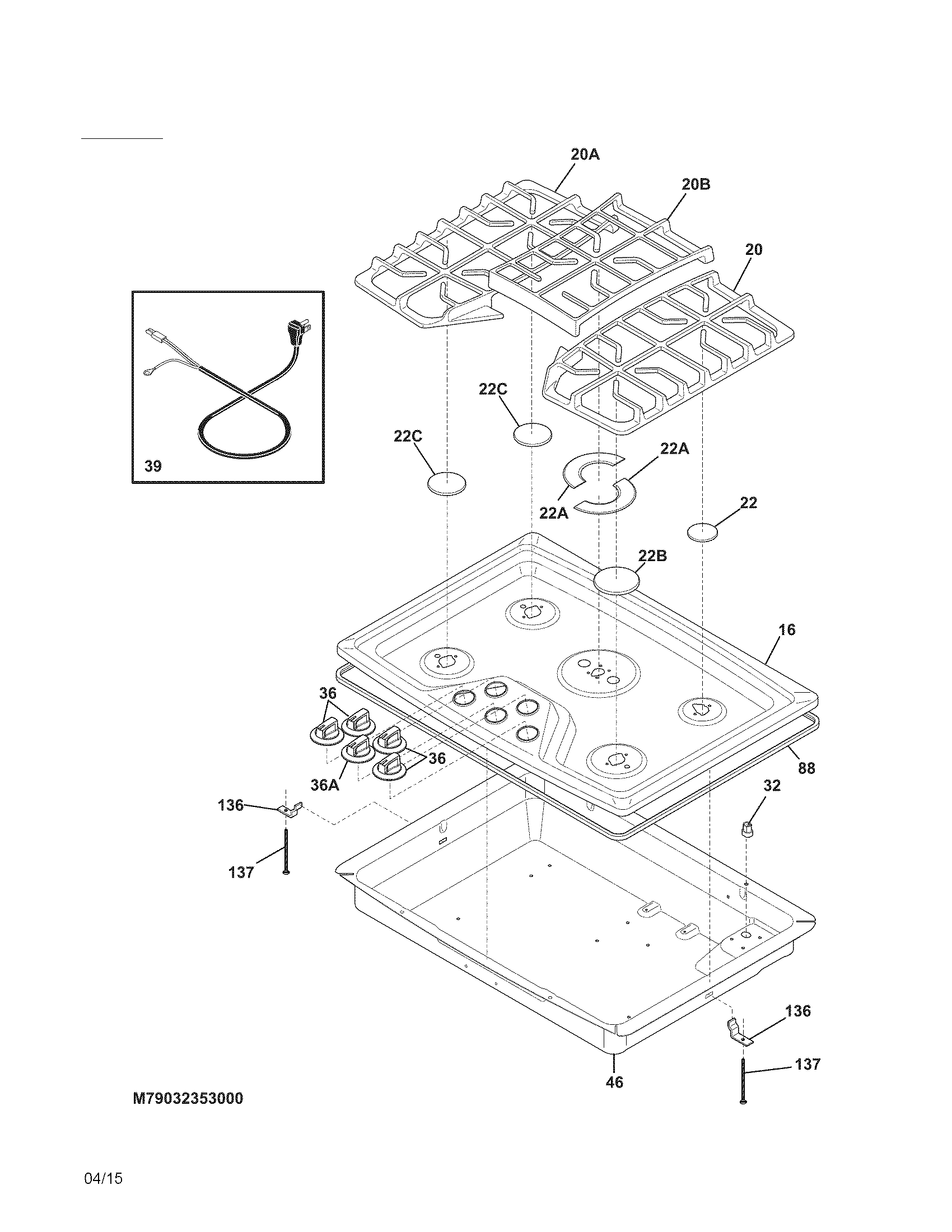 Kenmore Elite 79032353001 main top diagram