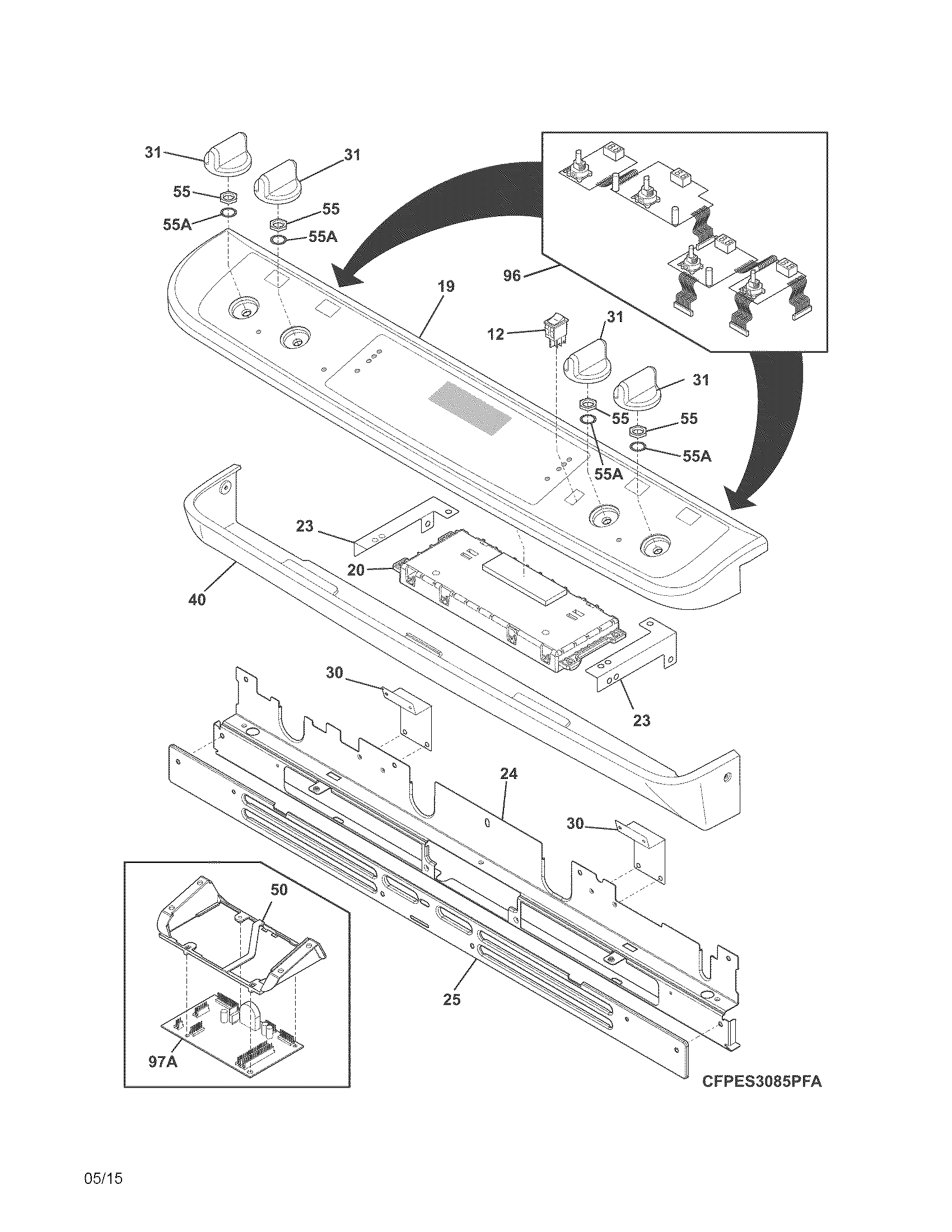 Frigidaire FPES3085PFE backguard diagram