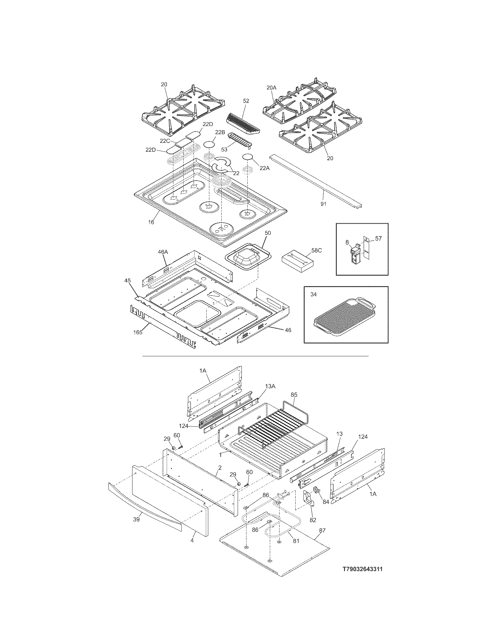 Kenmore Elite 79032643315 top/drawer diagram
