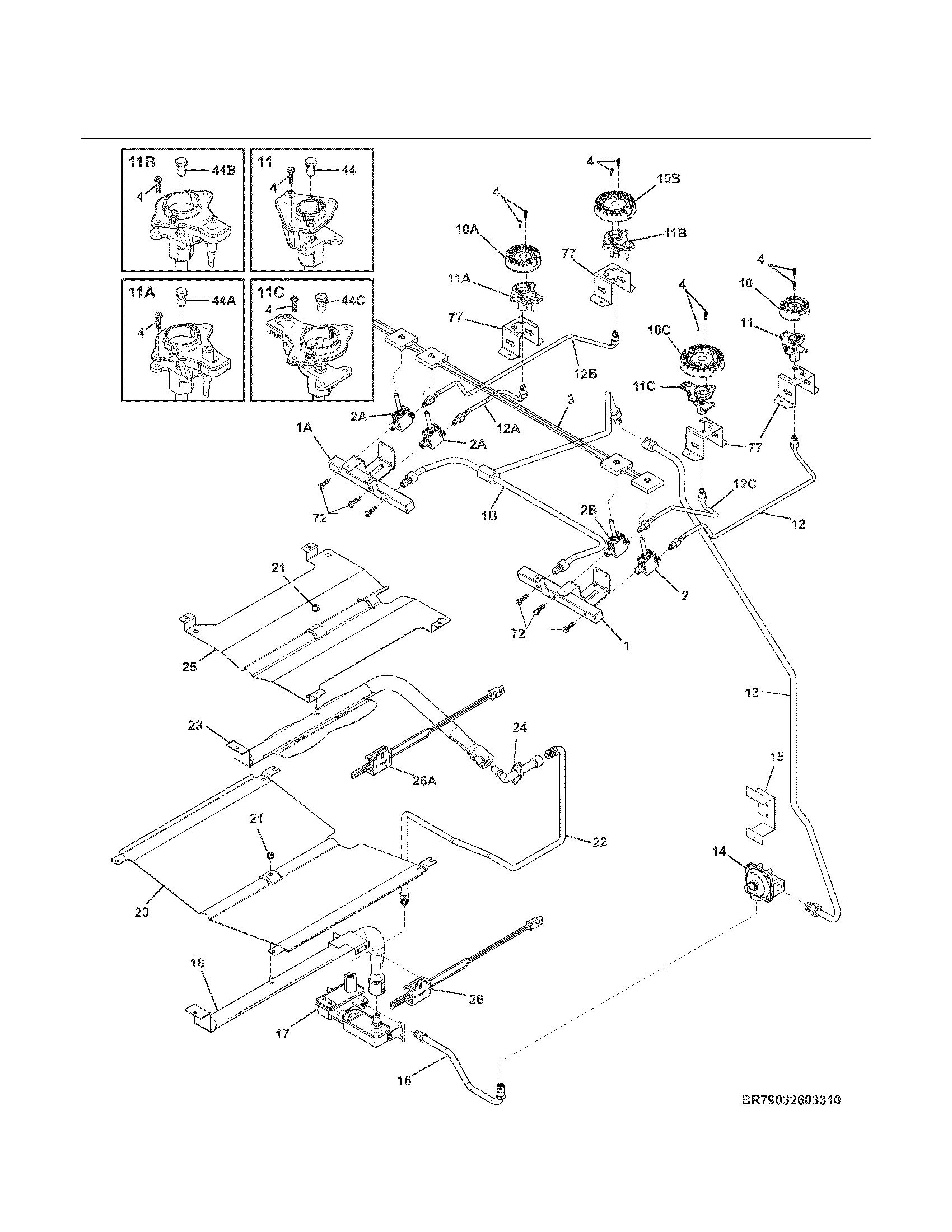 Kenmore 79032603312 burner diagram
