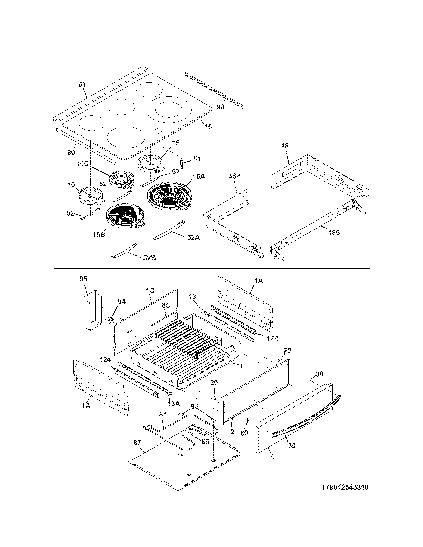 Kenmore 79042543313 top/drawer diagram