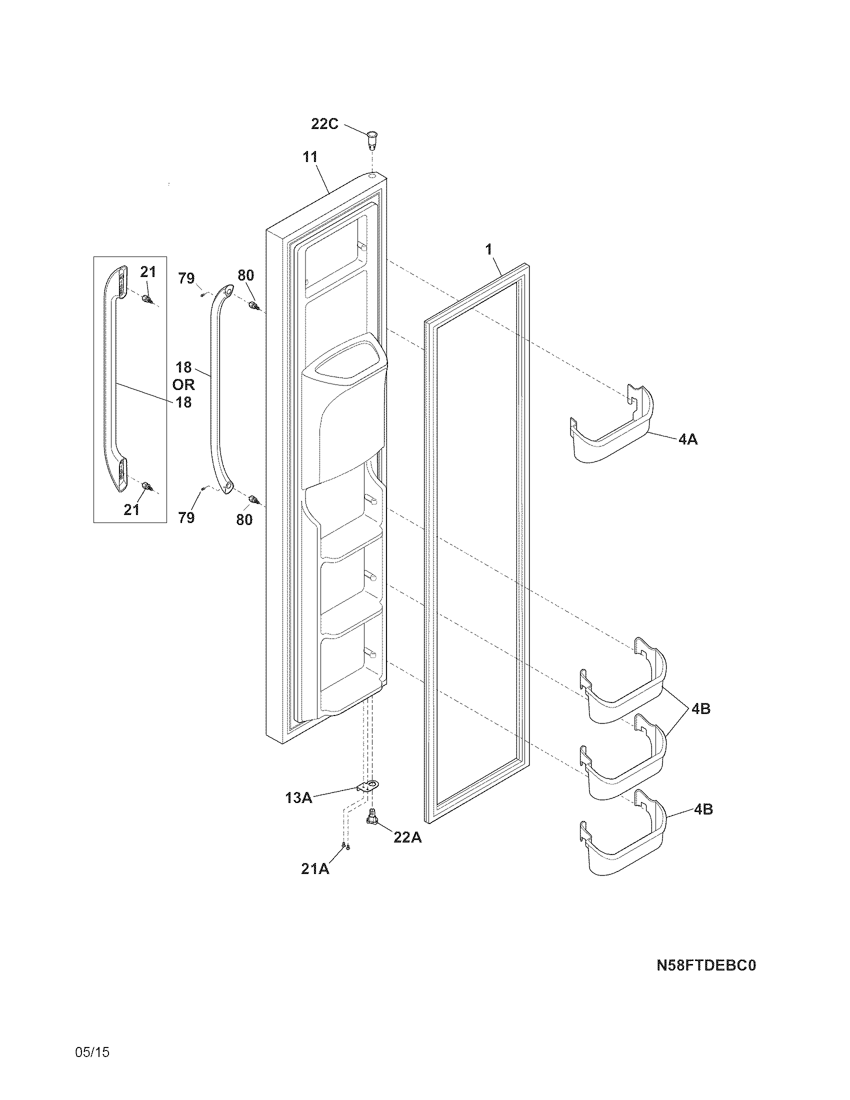 Frigidaire FFHS2322MSGA freezer door diagram