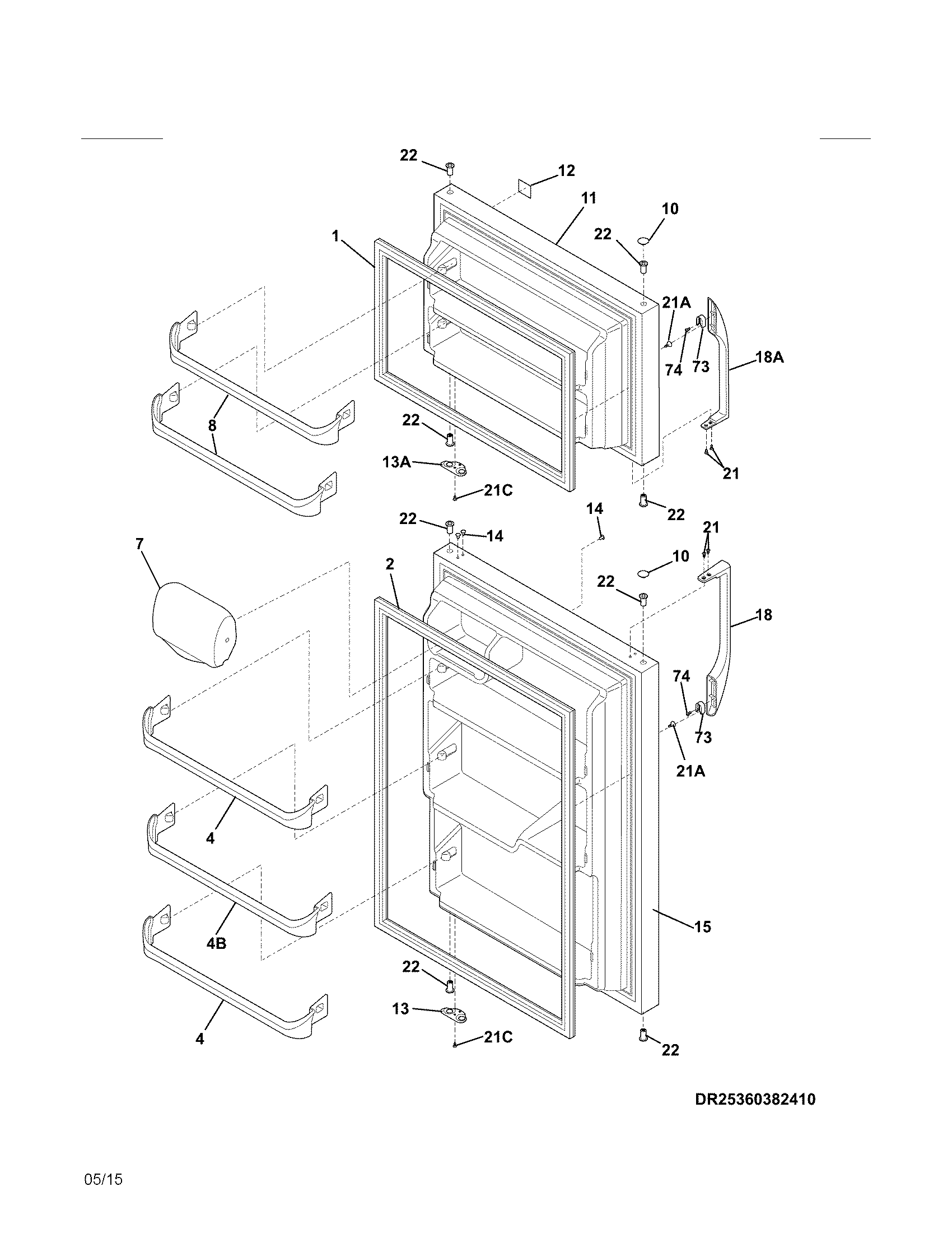 Kenmore 25360409412 doors diagram