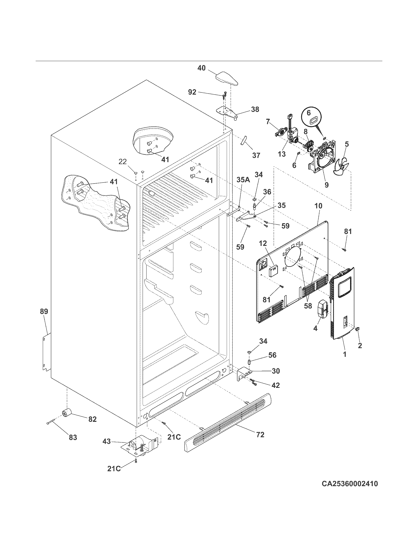 Kenmore 25360409412 cabinet diagram