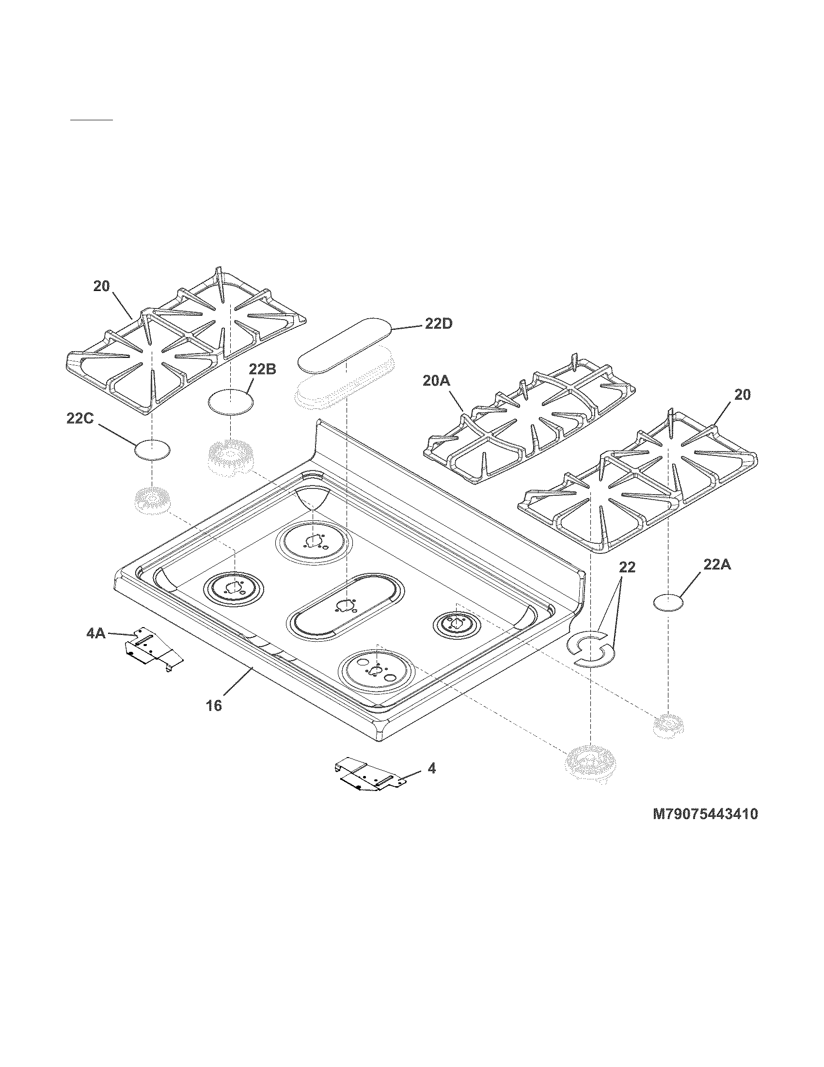 Kenmore Elite 79075443410 main top diagram