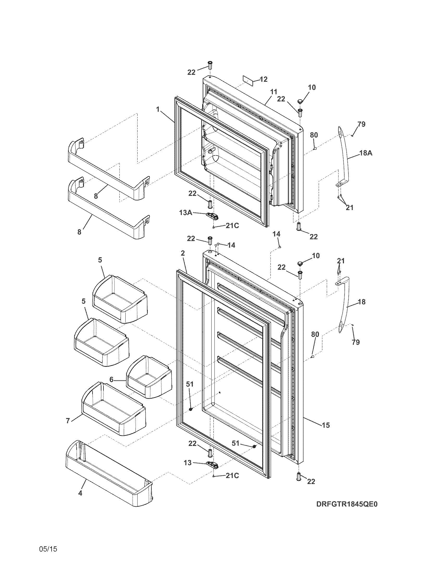 Frigidaire FGTR1845QE1 doors diagram