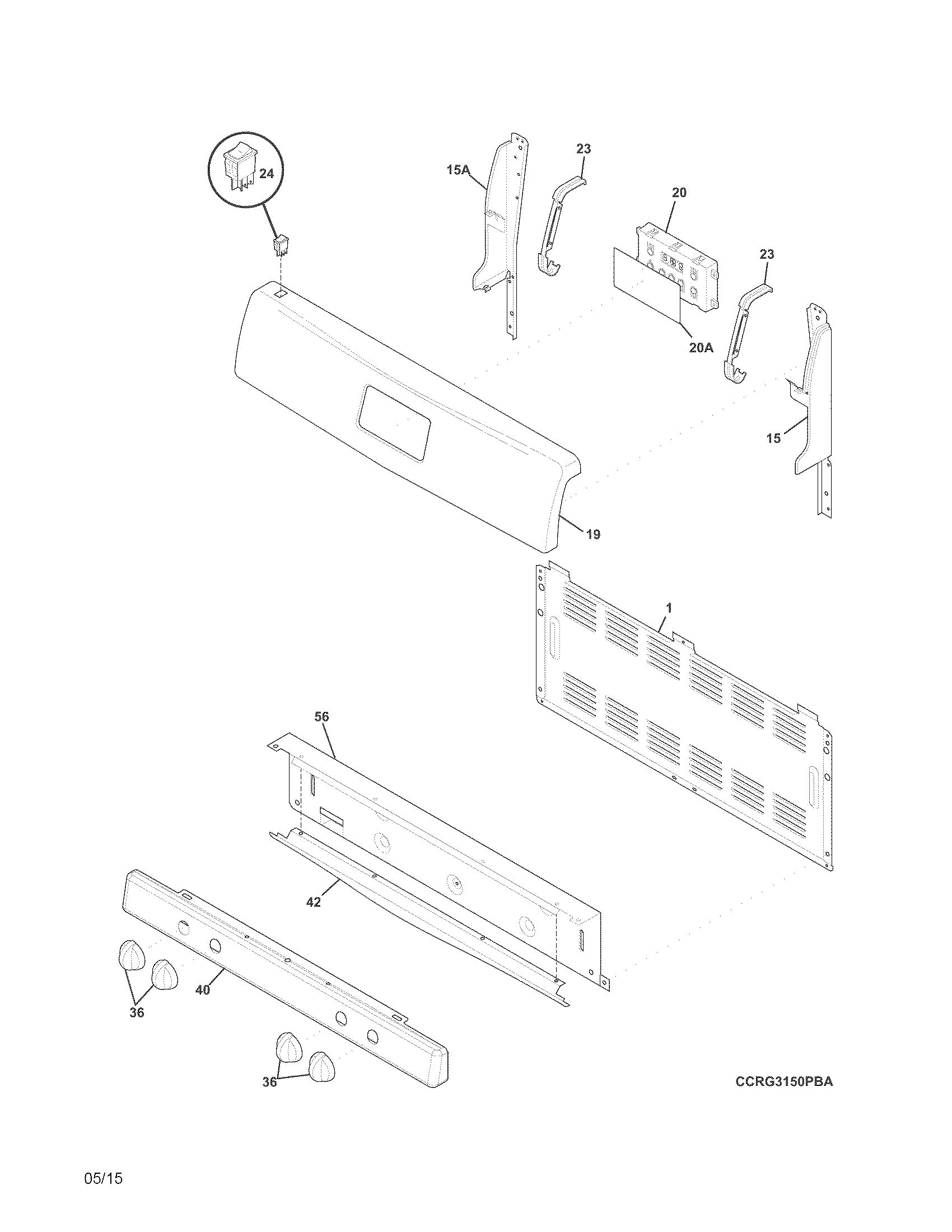 Crosley CRG3150PWB backguard diagram