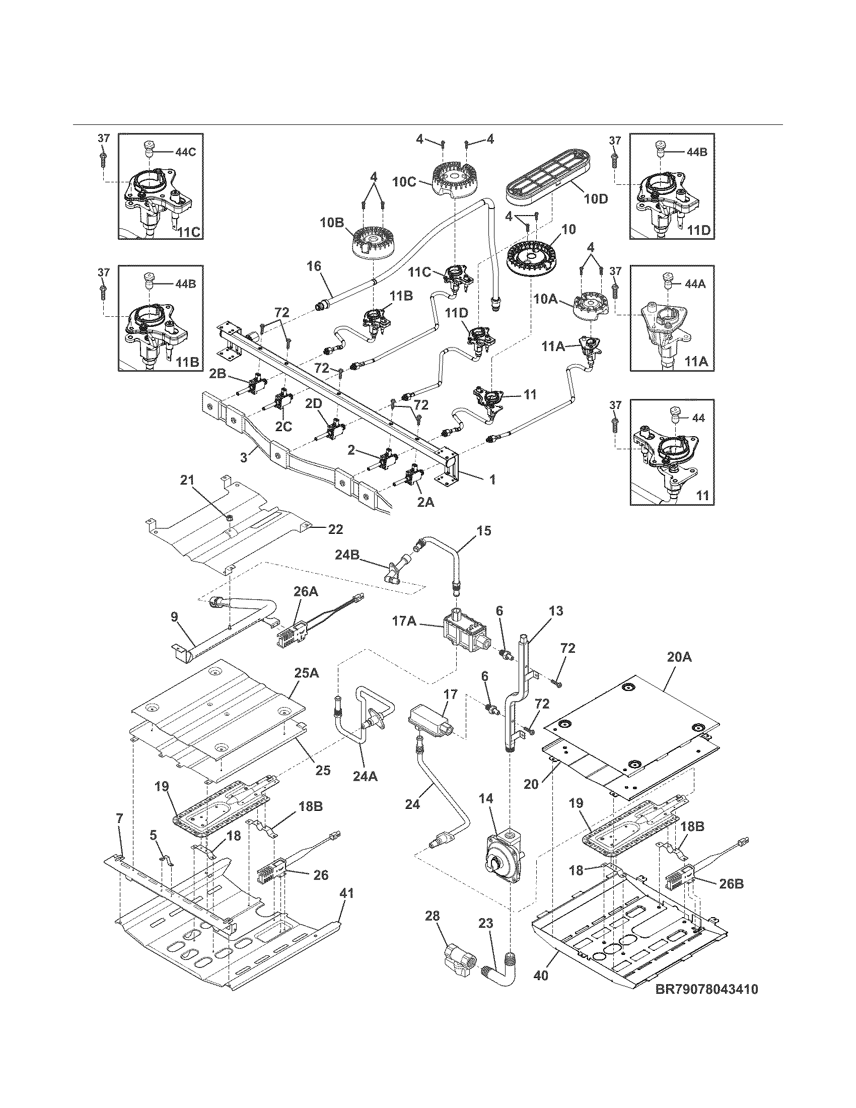 Kenmore 79078049410 burner diagram
