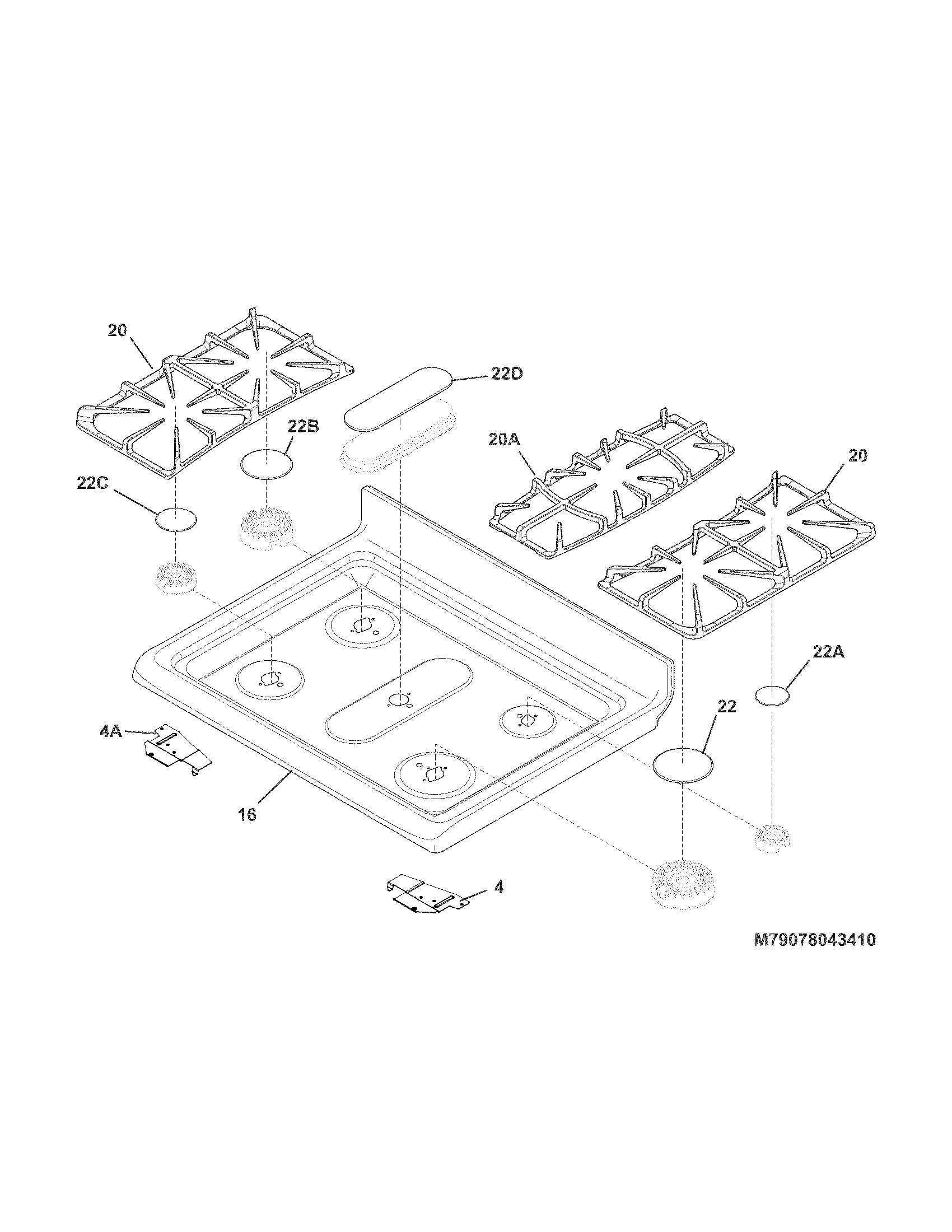 Kenmore 79078049410 main top diagram