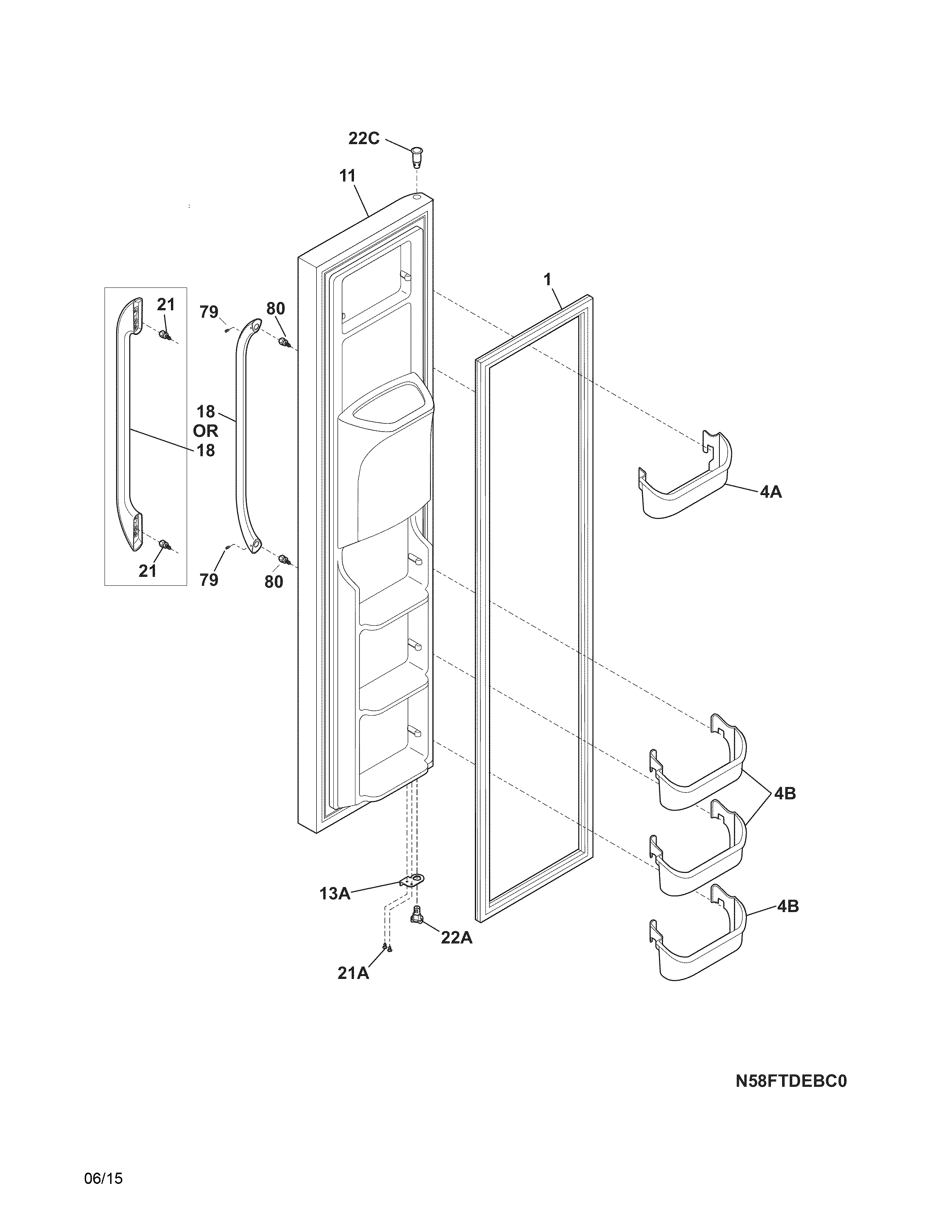 Frigidaire FFEX2315QE0 freezer door diagram