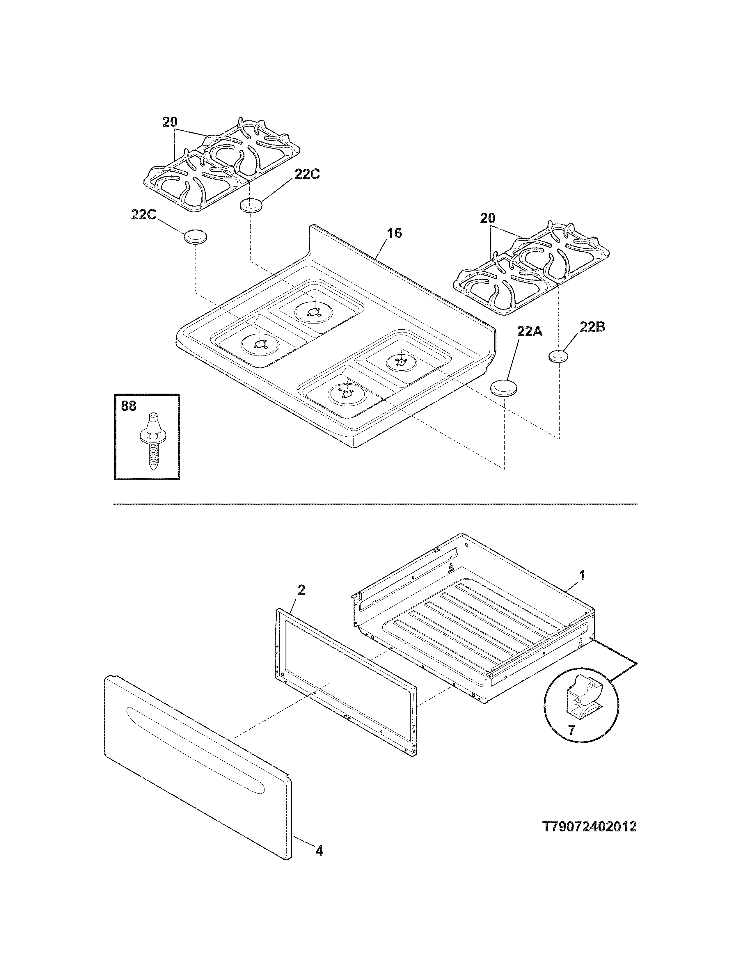 Kenmore 79072402010 top/drawer diagram