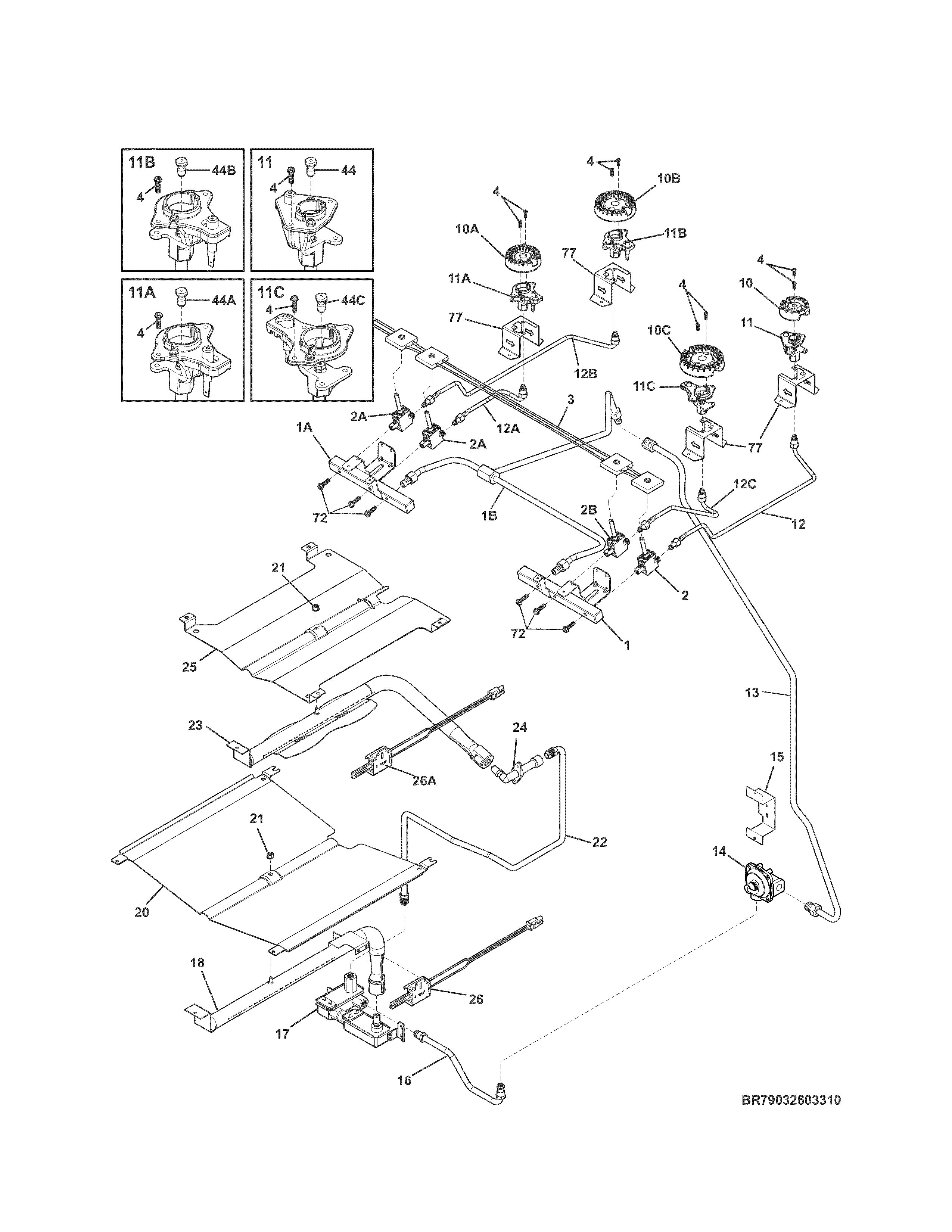 Kenmore 79032603313 burner diagram
