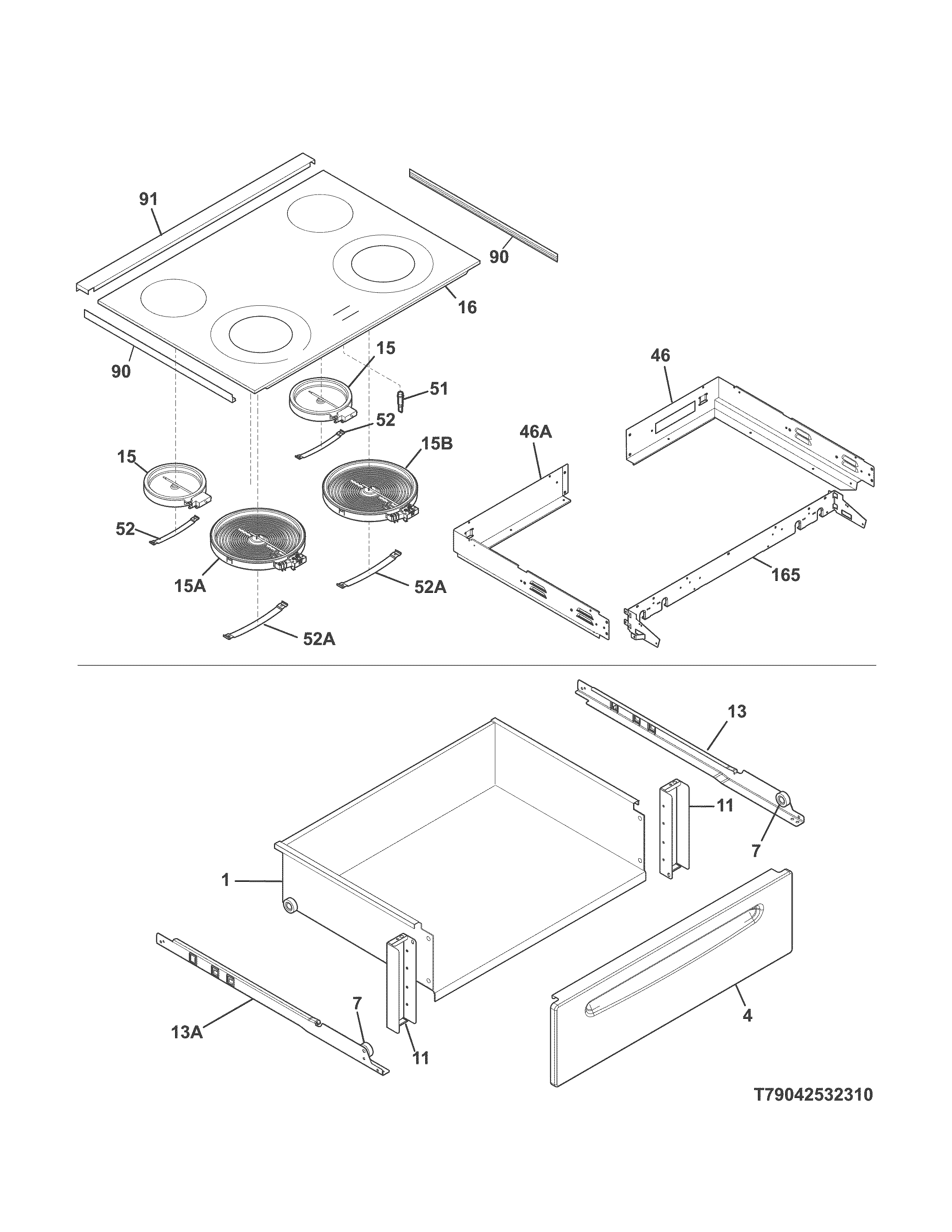 Kenmore 79042531312 top/drawer diagram