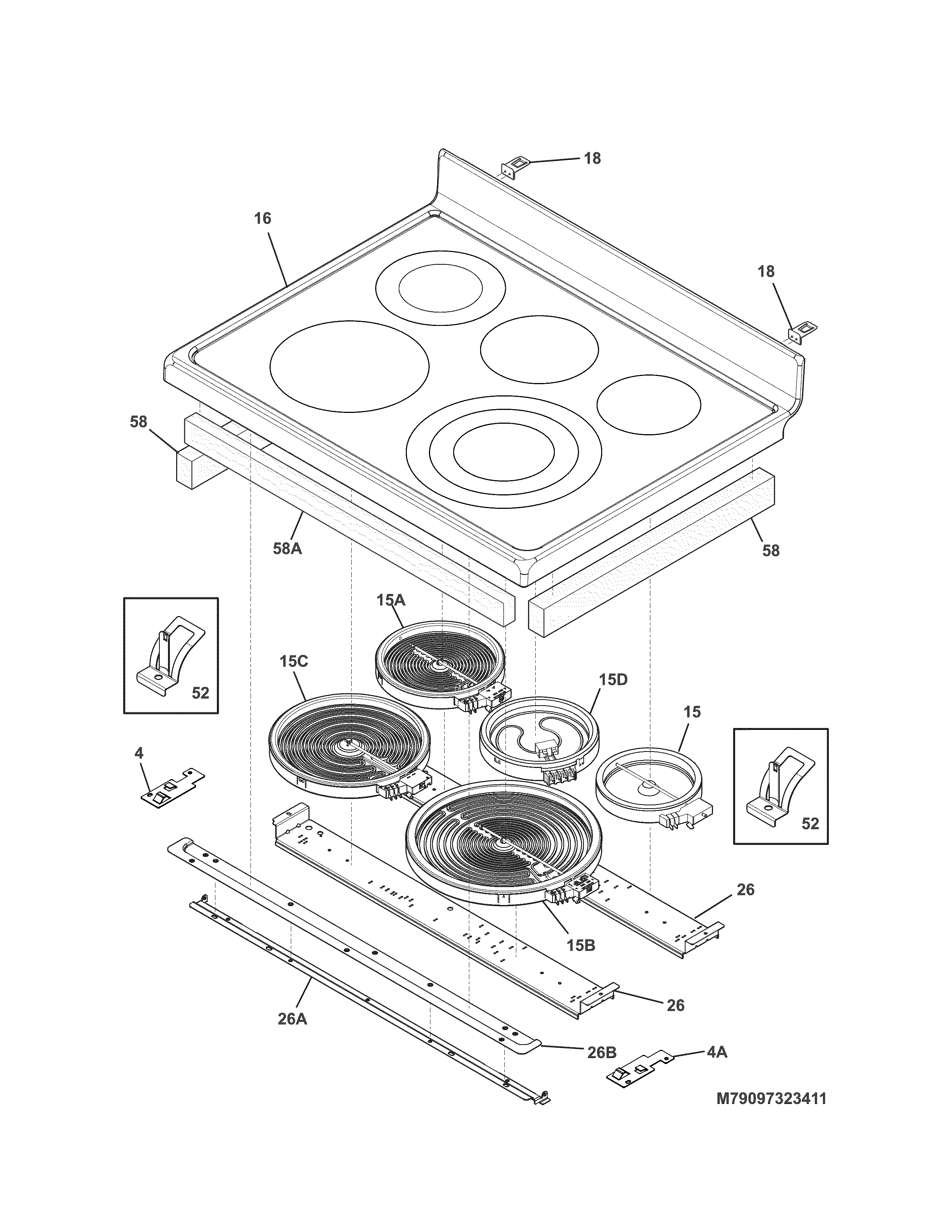 Kenmore Elite 79097323411 main top diagram