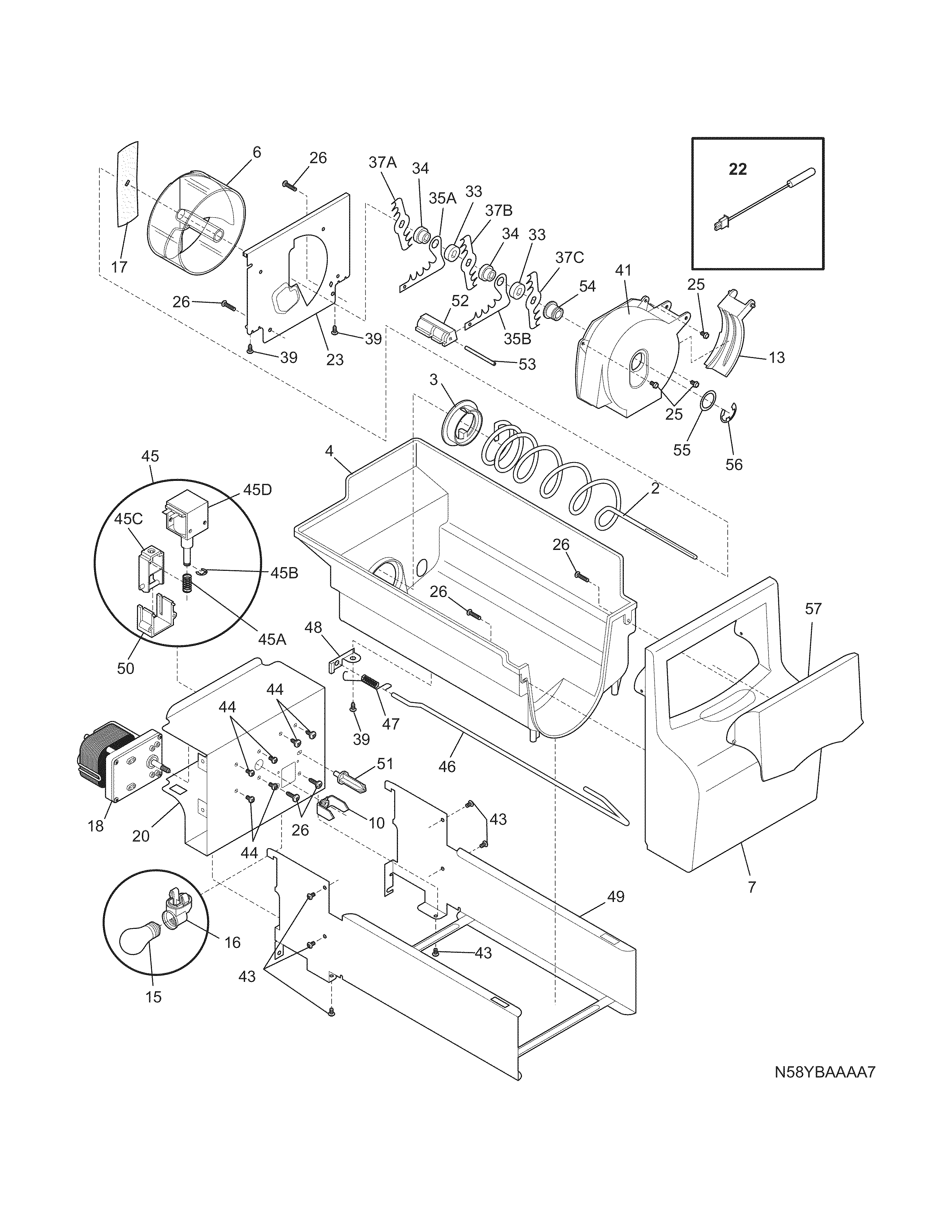 Crosley CRSH232PB7A ice container diagram