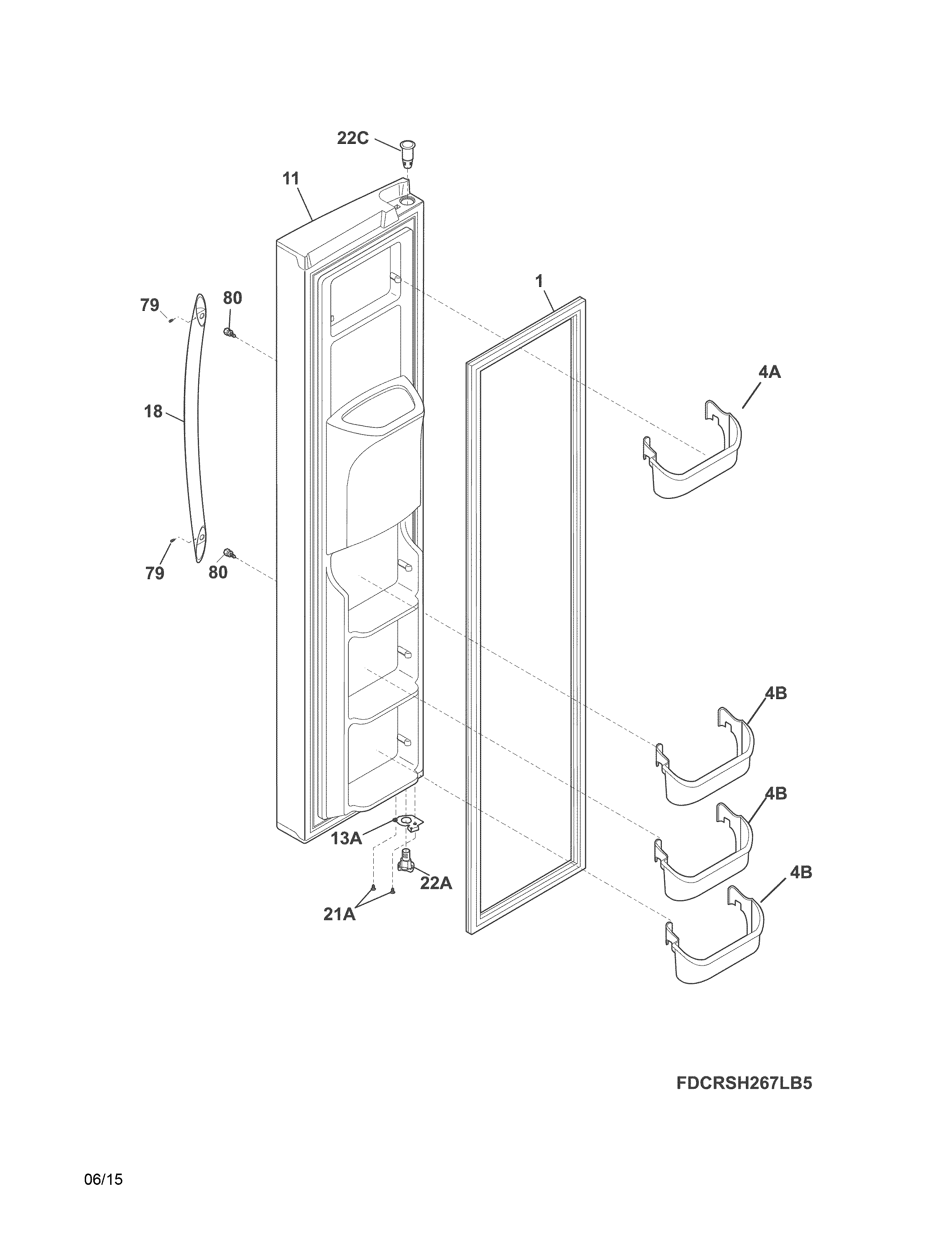 Crosley CRSH268MWCA freezer door diagram
