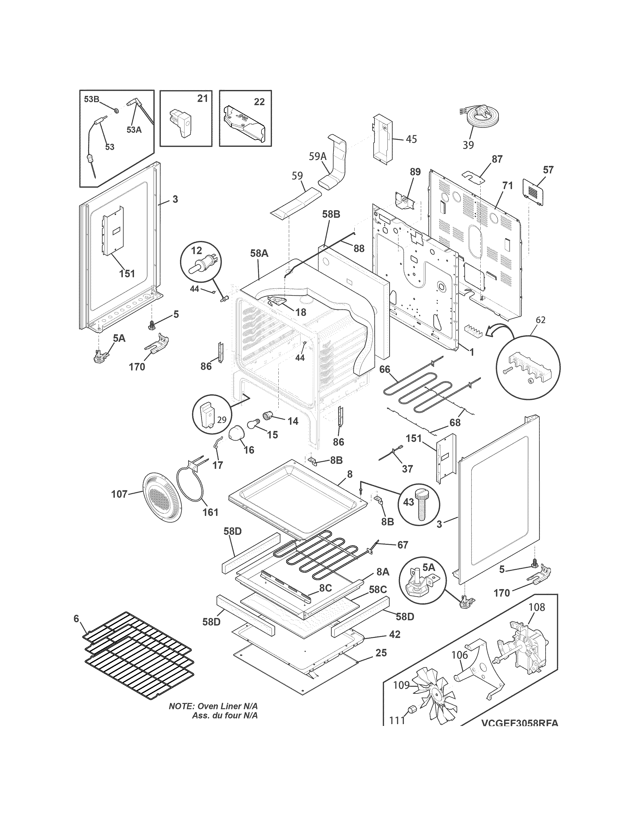 Frigidaire CGEF3058RWA body diagram
