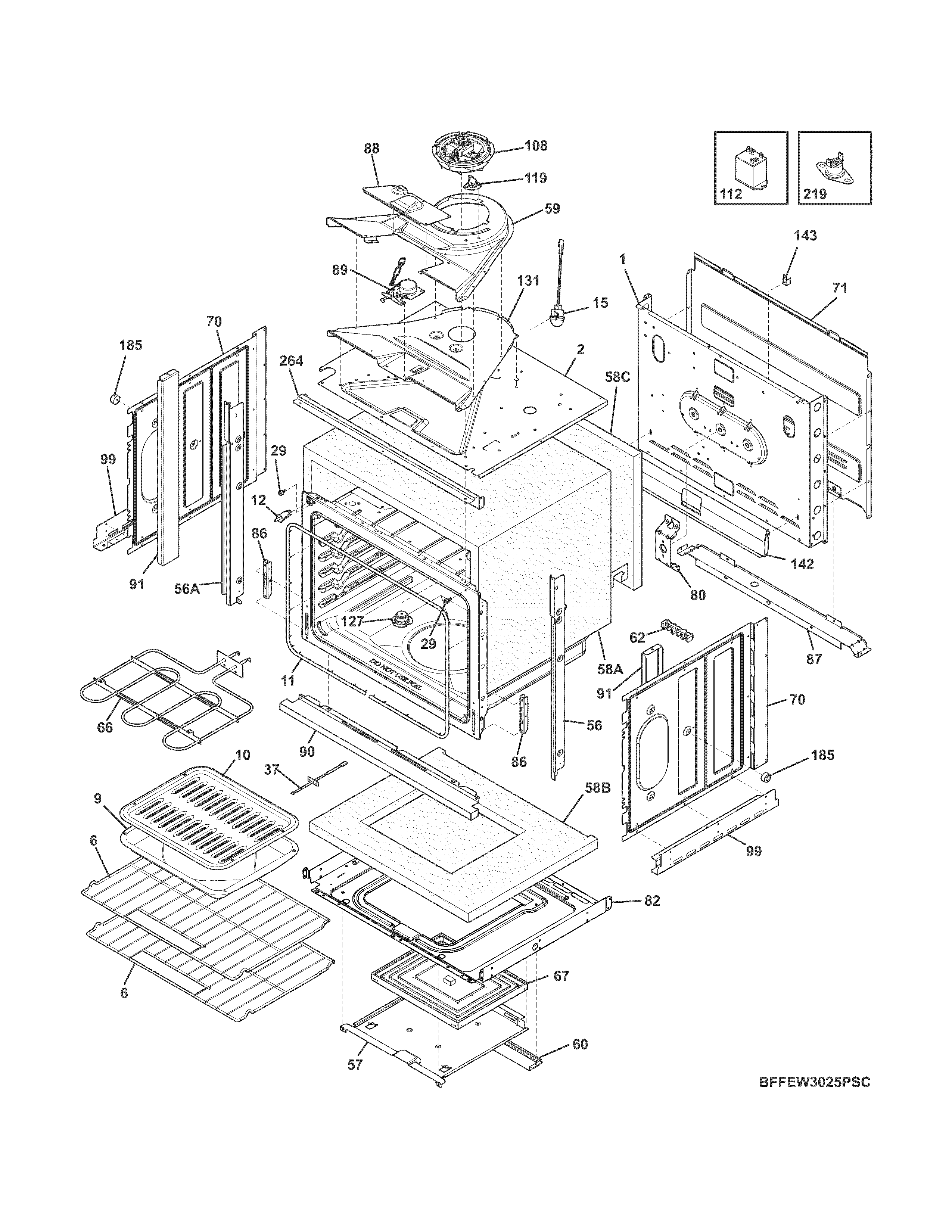 Frigidaire FFEW3025PBC body diagram