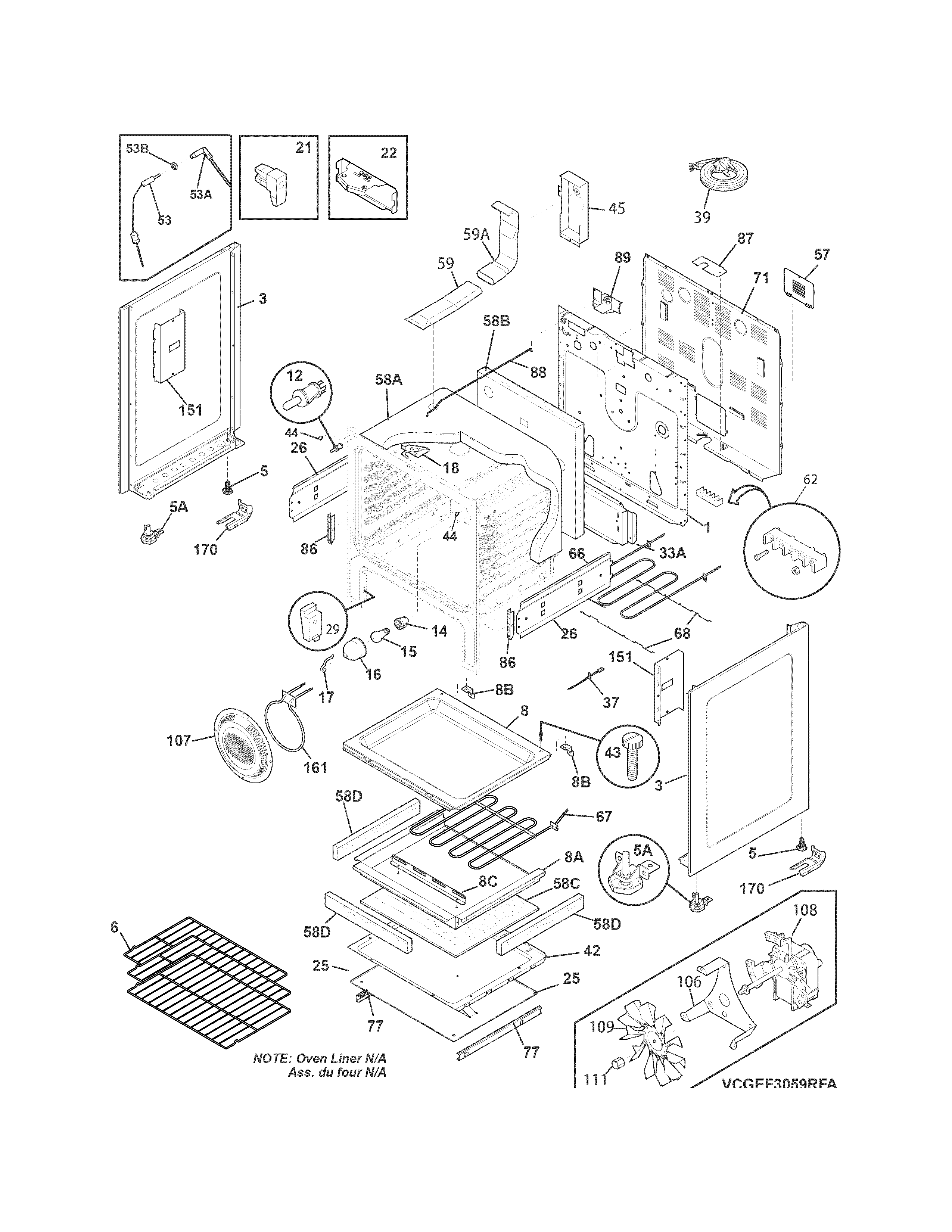 Frigidaire CGEF3059RFA body diagram