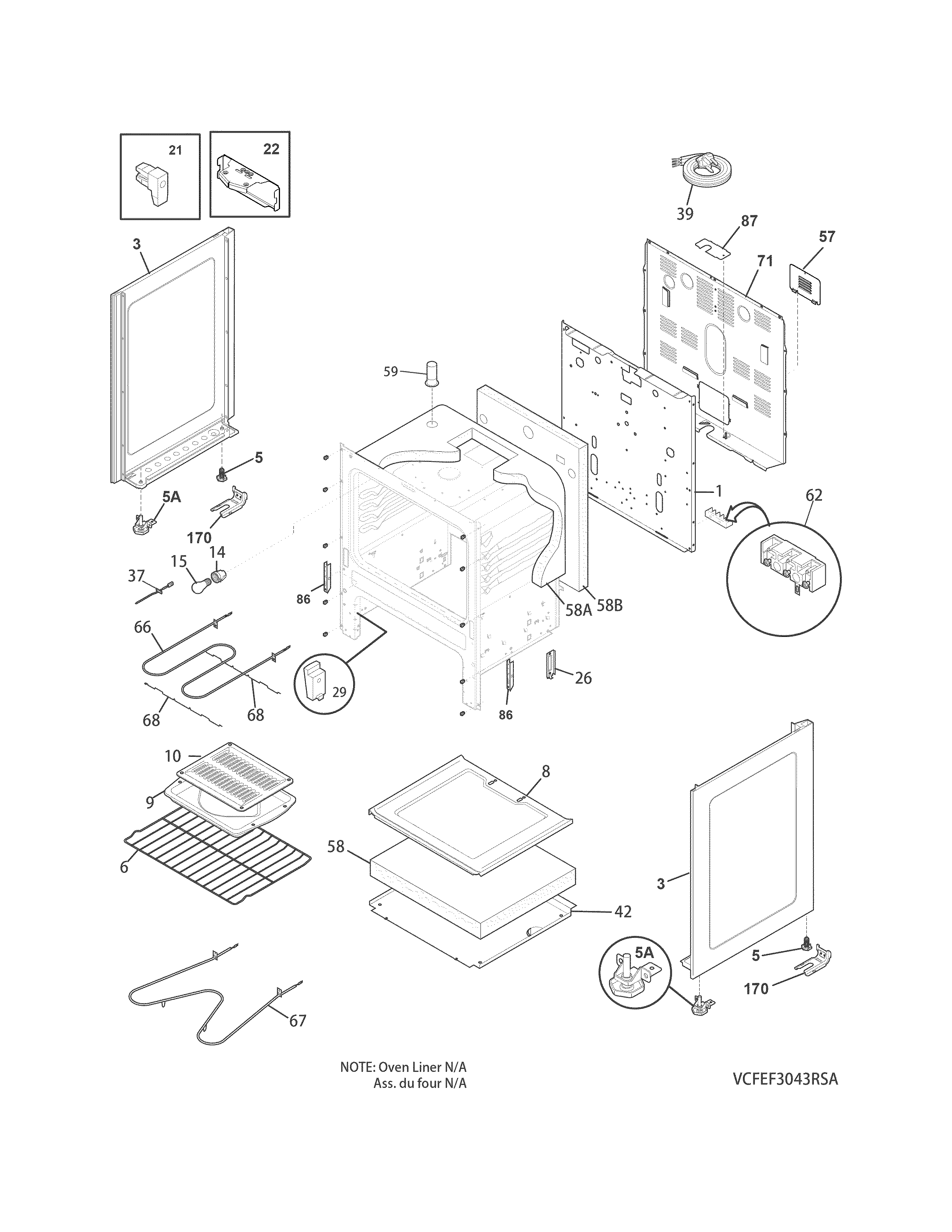Frigidaire CFEF3043RSA body diagram