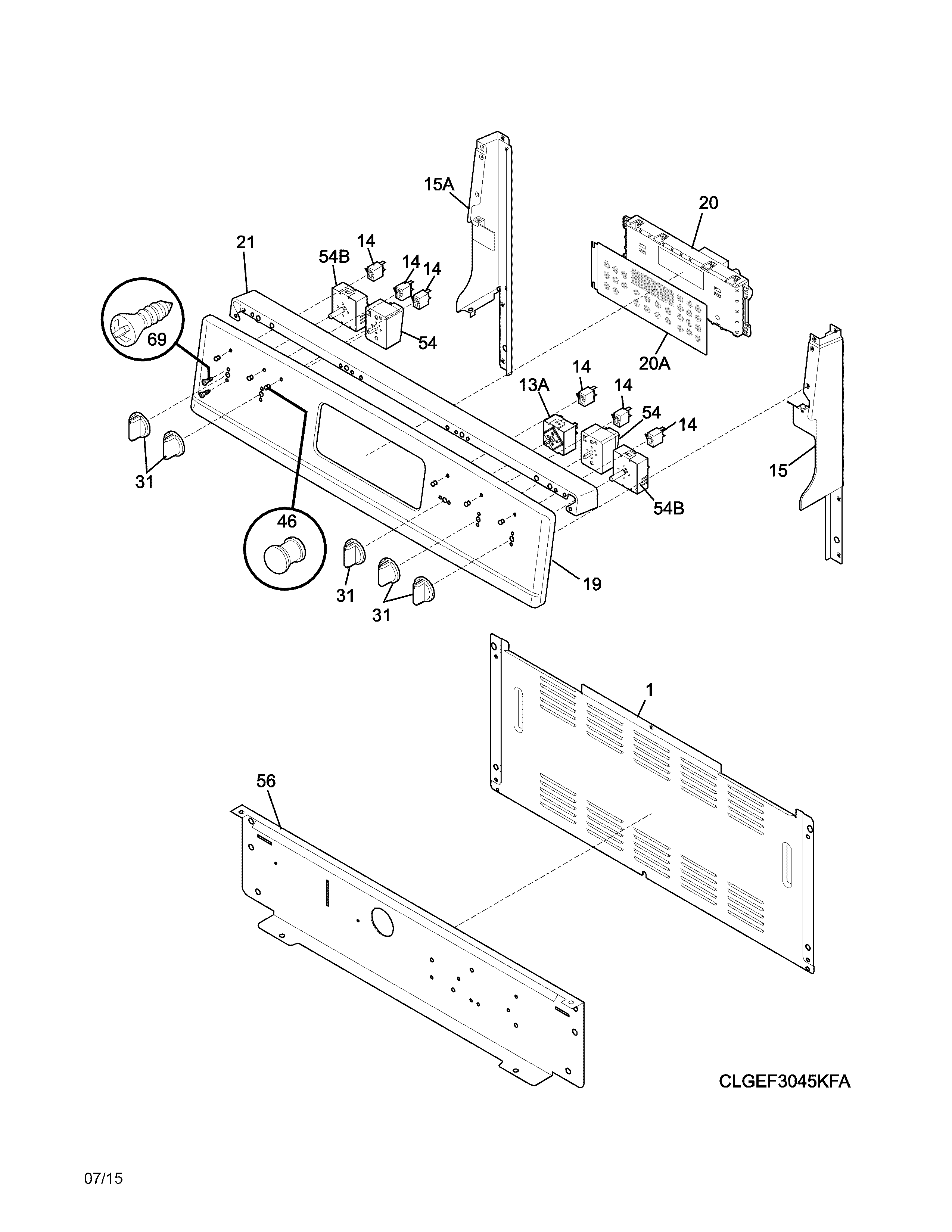 Frigidaire CGEF3035RWA backguard diagram
