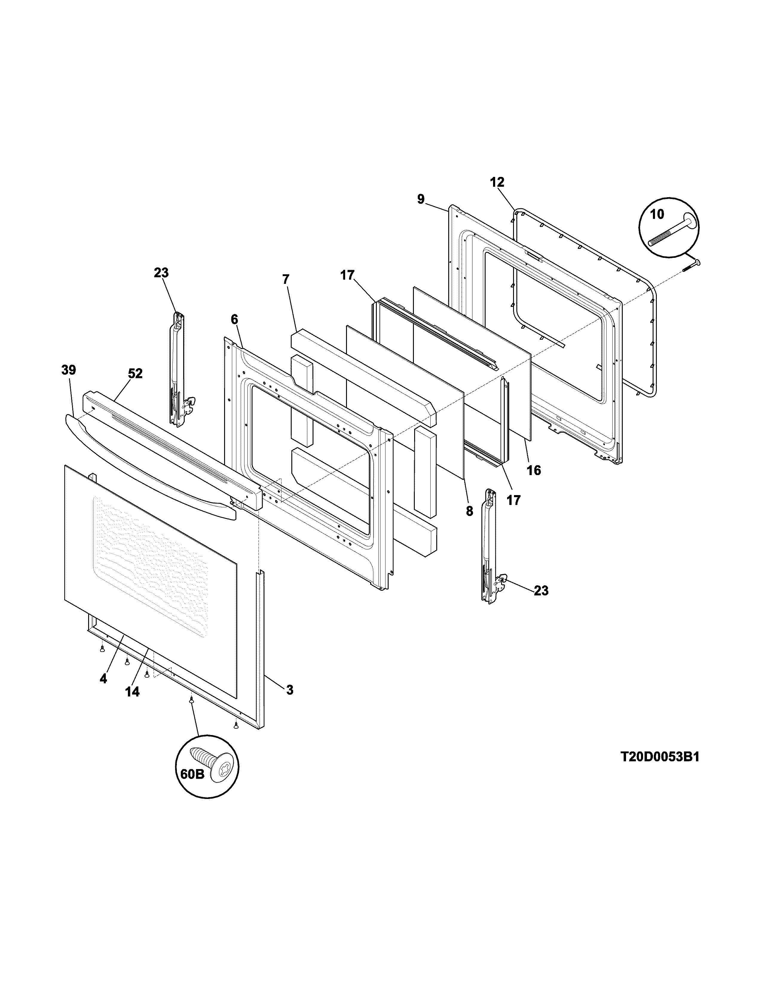 Frigidaire CGEF3035RWA door diagram