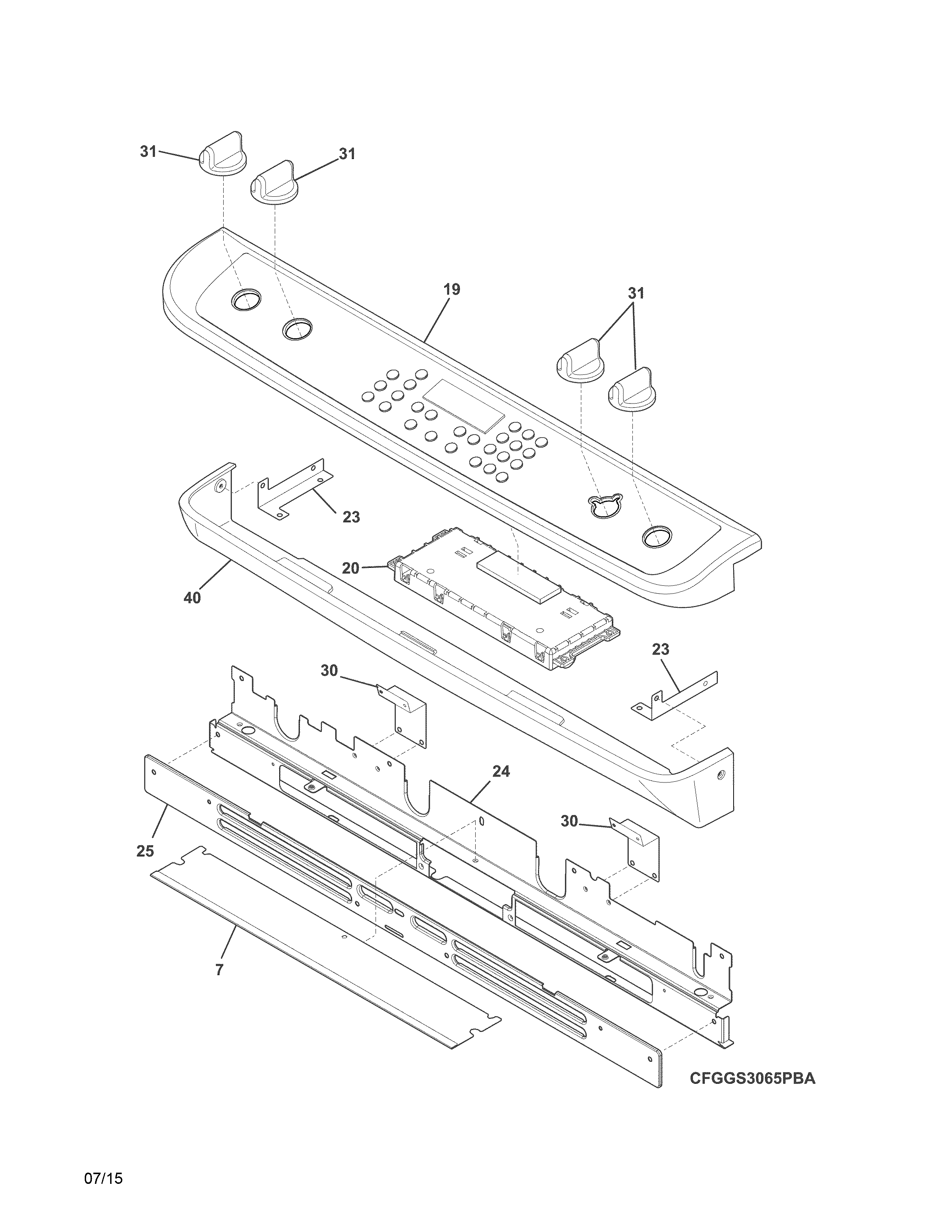 Frigidaire FGGS3065PBJ backguard diagram