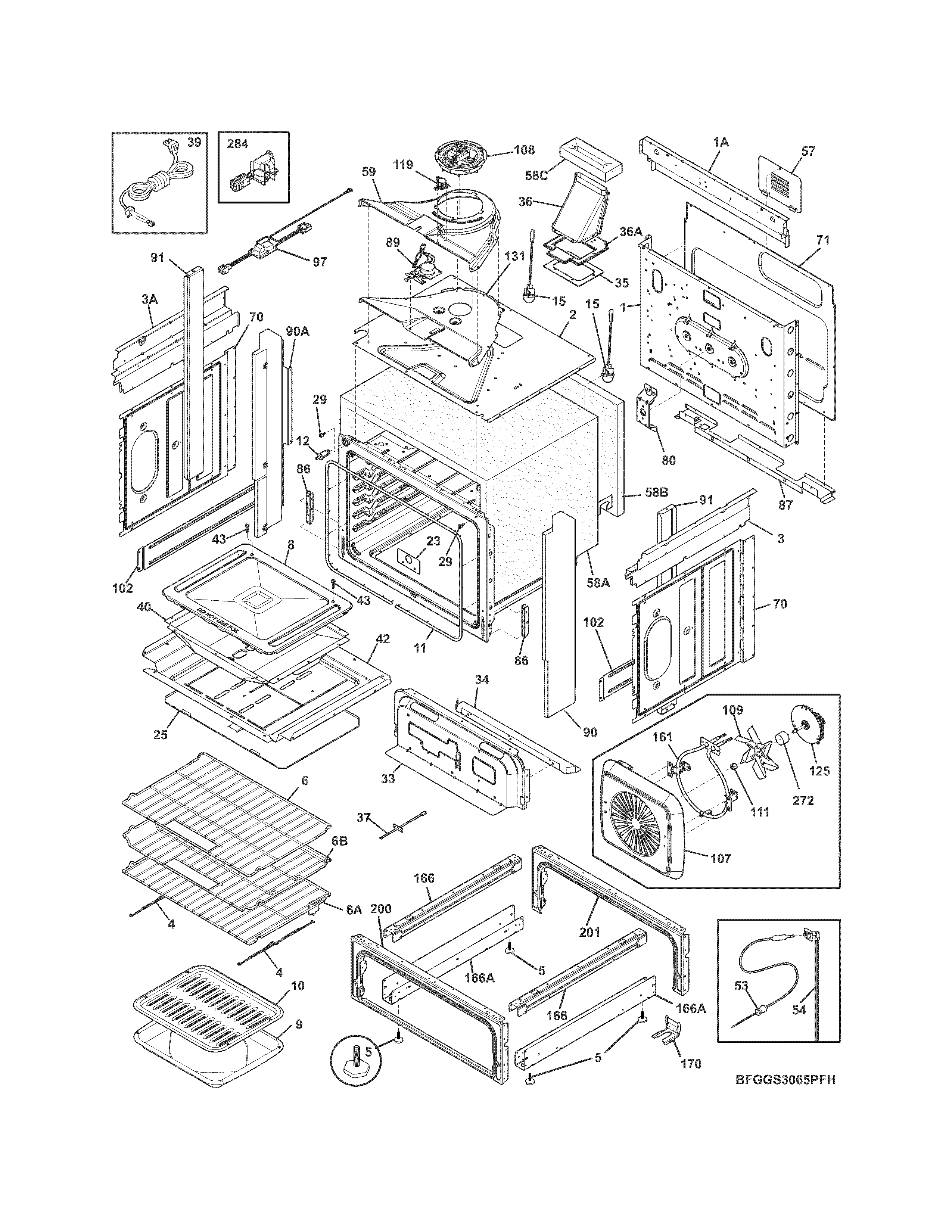 Frigidaire FGGS3065PBJ body diagram