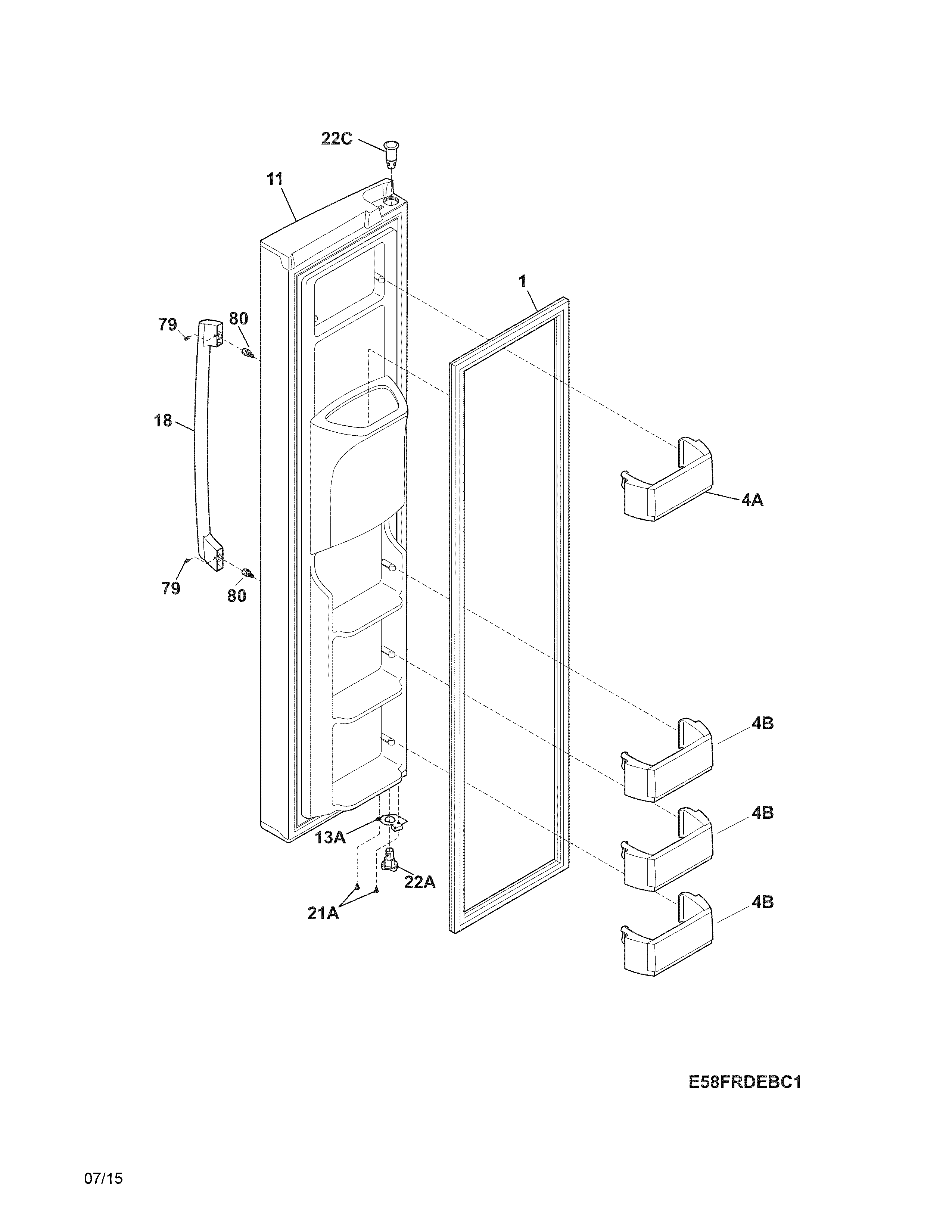 Electrolux EI23CS35KS3A freezer door diagram
